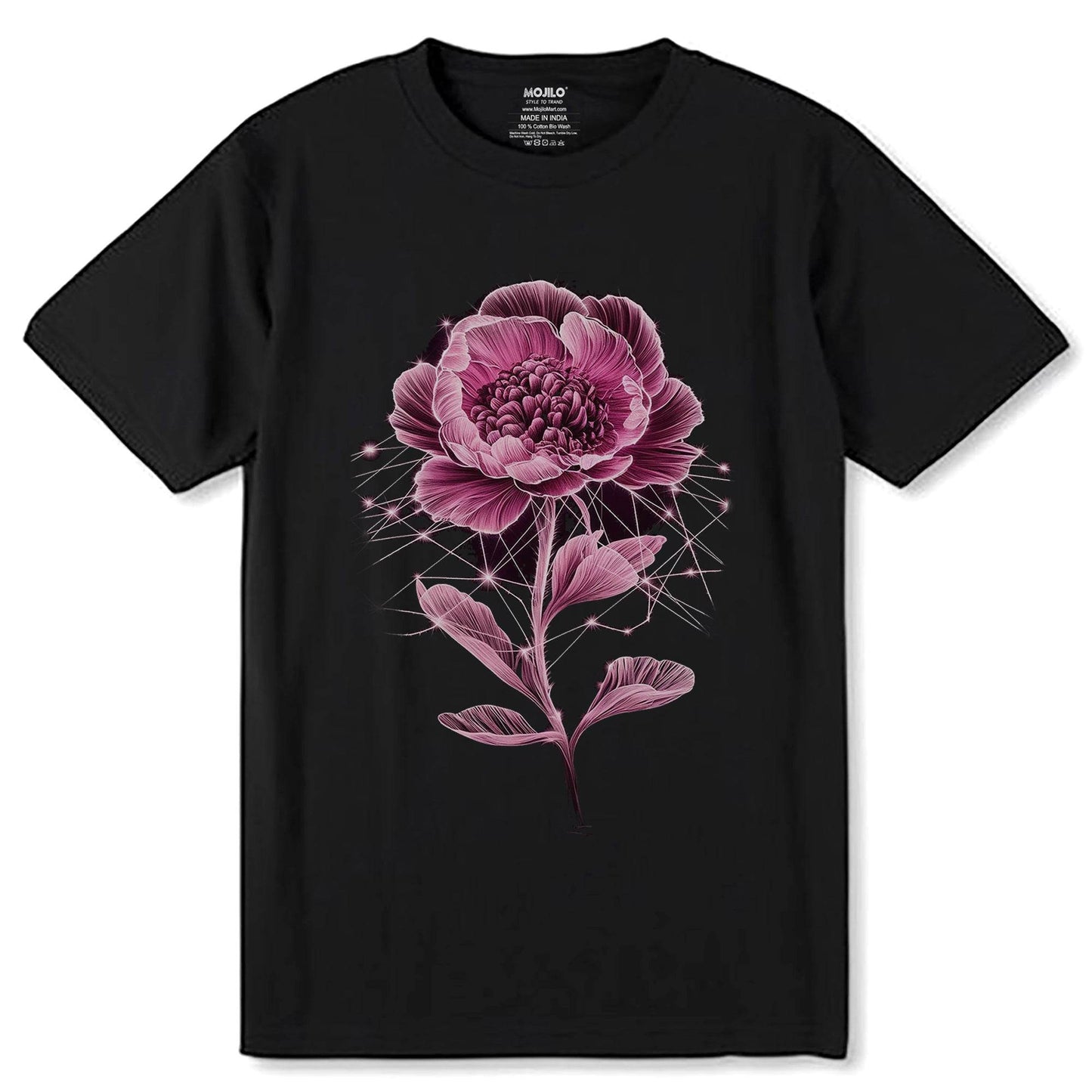 Celestial Boho Flower - Unisex Round Neck Regular Fit 100% Combed Cotton Half Sleeve T-Shirt - Mojilo Mart