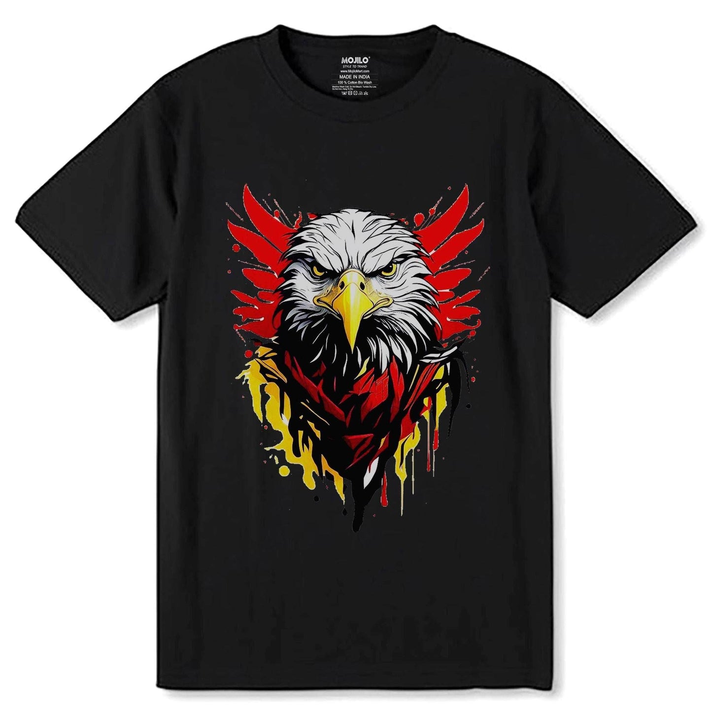 Colorfull Eagle Graphic Print - Unisex Round Neck Regular Fit 100% Combed Cotton Half Sleeve T-Shirt - Mojilo Mart