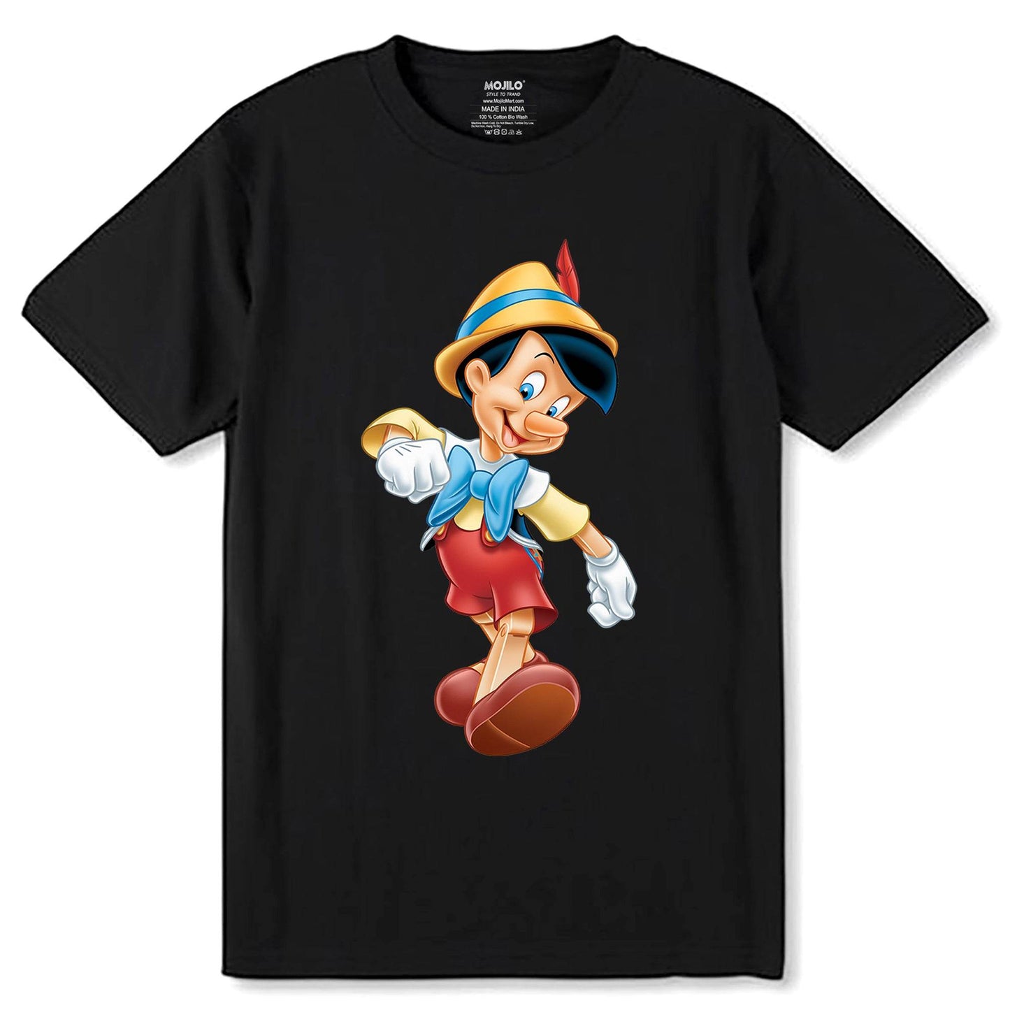 Disney Pinocchio - Unisex Round Neck Regular Fit 100% Combed Cotton Half Sleeve T-Shirt - Mojilo Mart