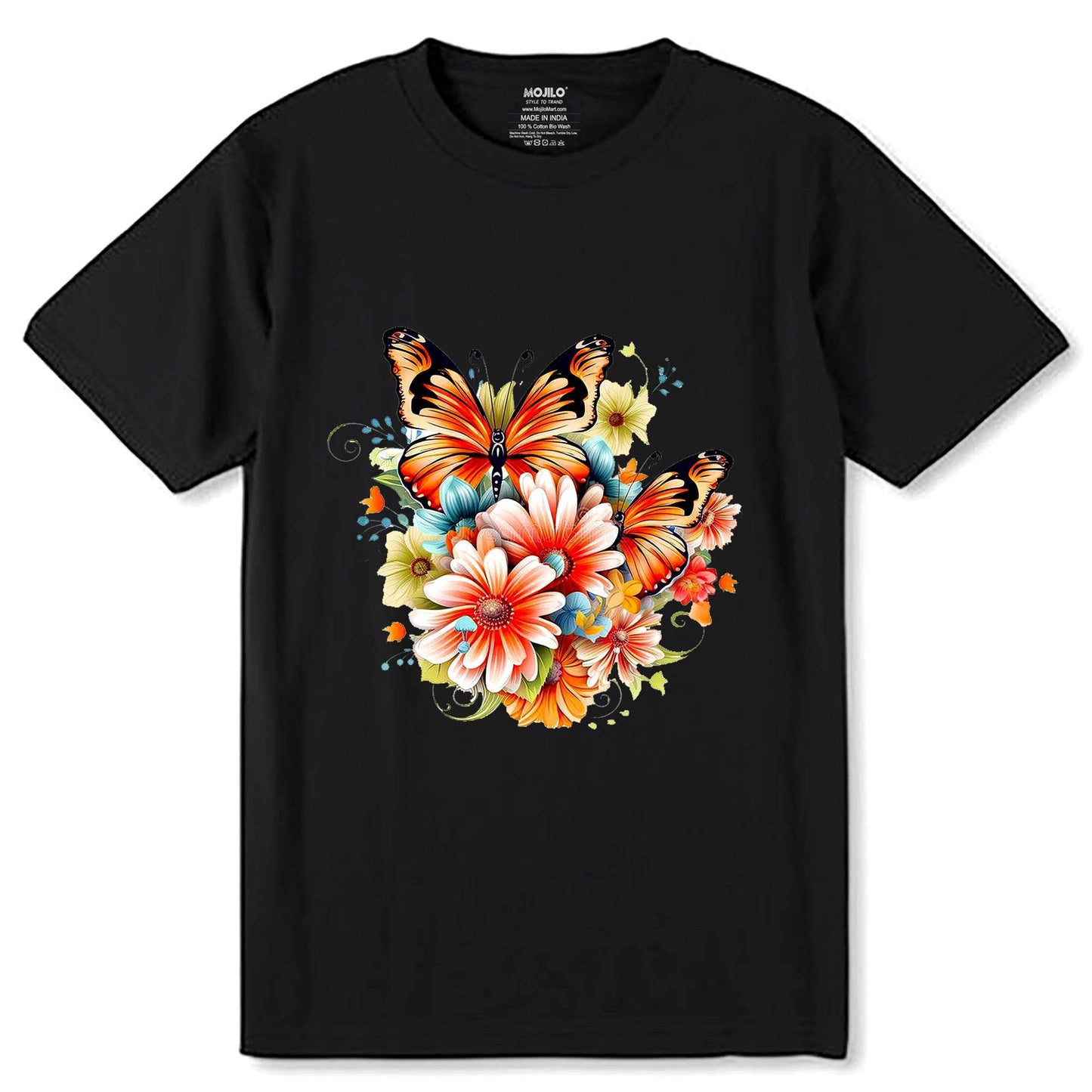 Flower Arranging Halloween - Unisex Round Neck Regular Fit 100% Combed Cotton Half Sleeve T-Shirt - Mojilo Mart