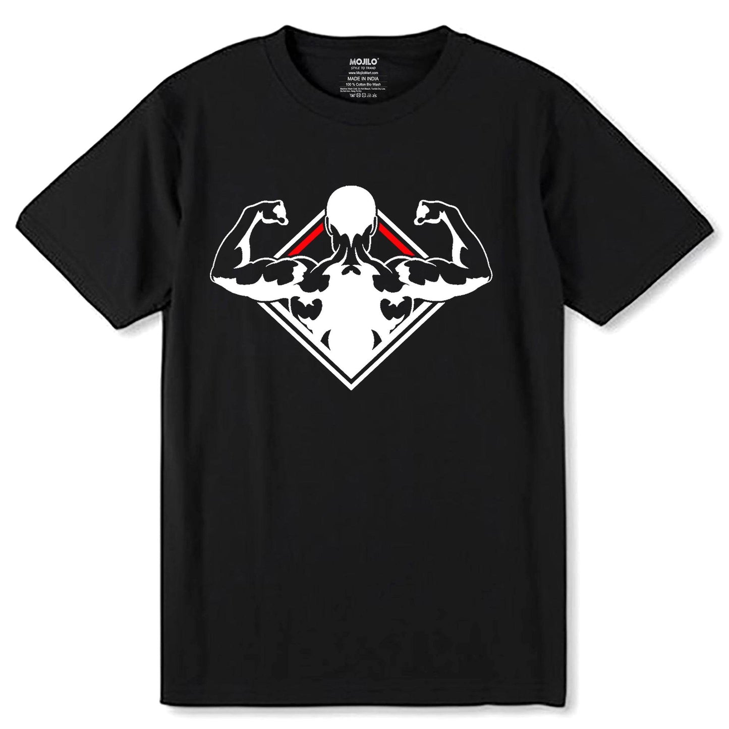 GYM, WORKOUT & FITNESS - Unisex Round Neck Regular Fit 100% Combed Cotton Half Sleeve T-Shirt - Mojilo Mart