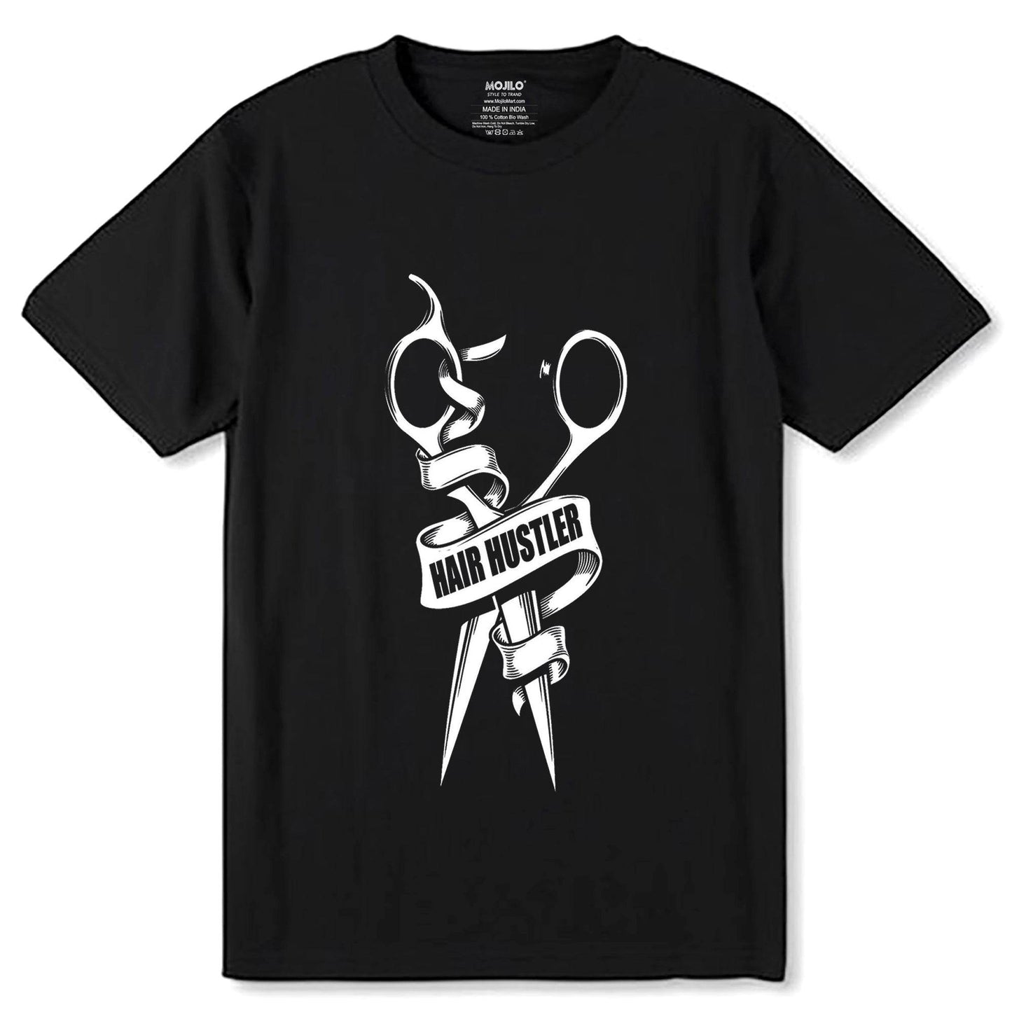 Hair hustler barber hair stylist hairdresser - Unisex Round Neck Regular Fit 100% Combed Cotton Half Sleeve T-Shirt - Mojilo Mart