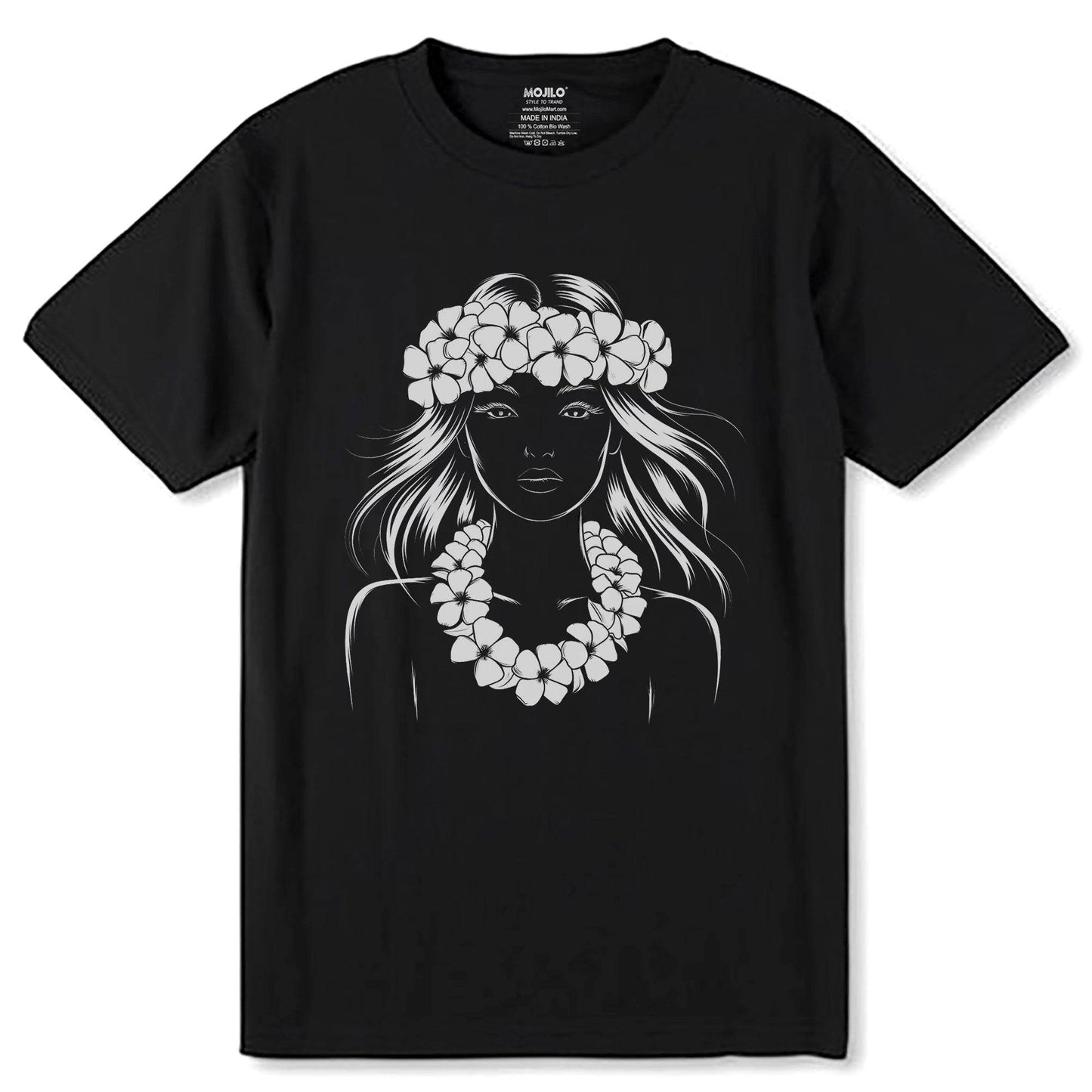 Hawaiian Vintage Wahine Hula Girl - Unisex Round Neck Regular Fit 100% Combed Cotton Half Sleeve T-Shirt - Mojilo Mart