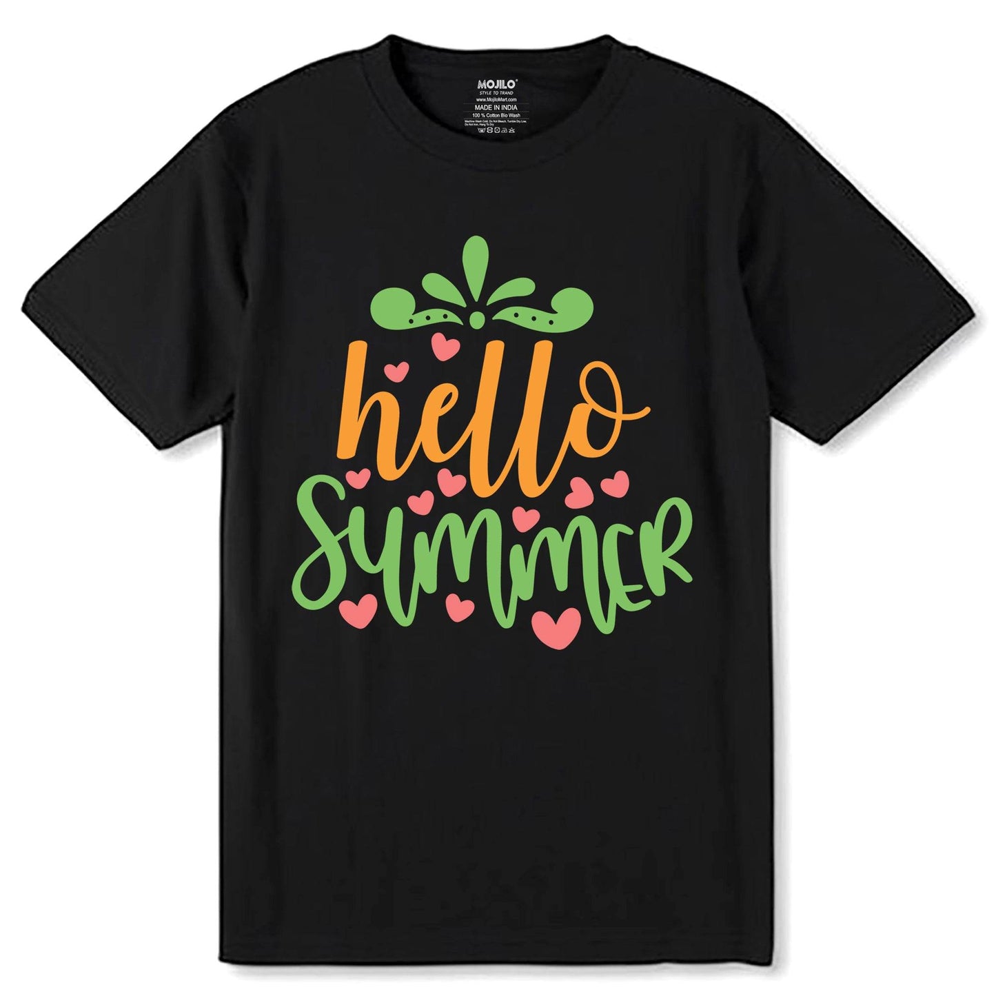Hello Summer Traveling - Unisex Round Neck Regular Fit 100% Combed Cotton Half Sleeve T-Shirt - Mojilo Mart