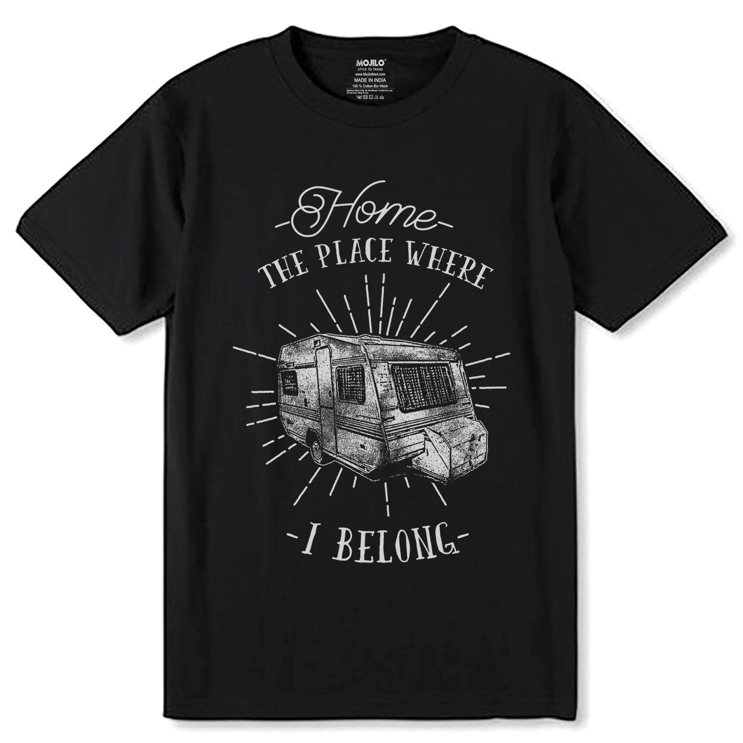 Home THE PLACE WHERE I BELONG - Unisex Round Neck Regular Fit 100% Combed Cotton Half Sleeve T-Shirt - Mojilo Mart