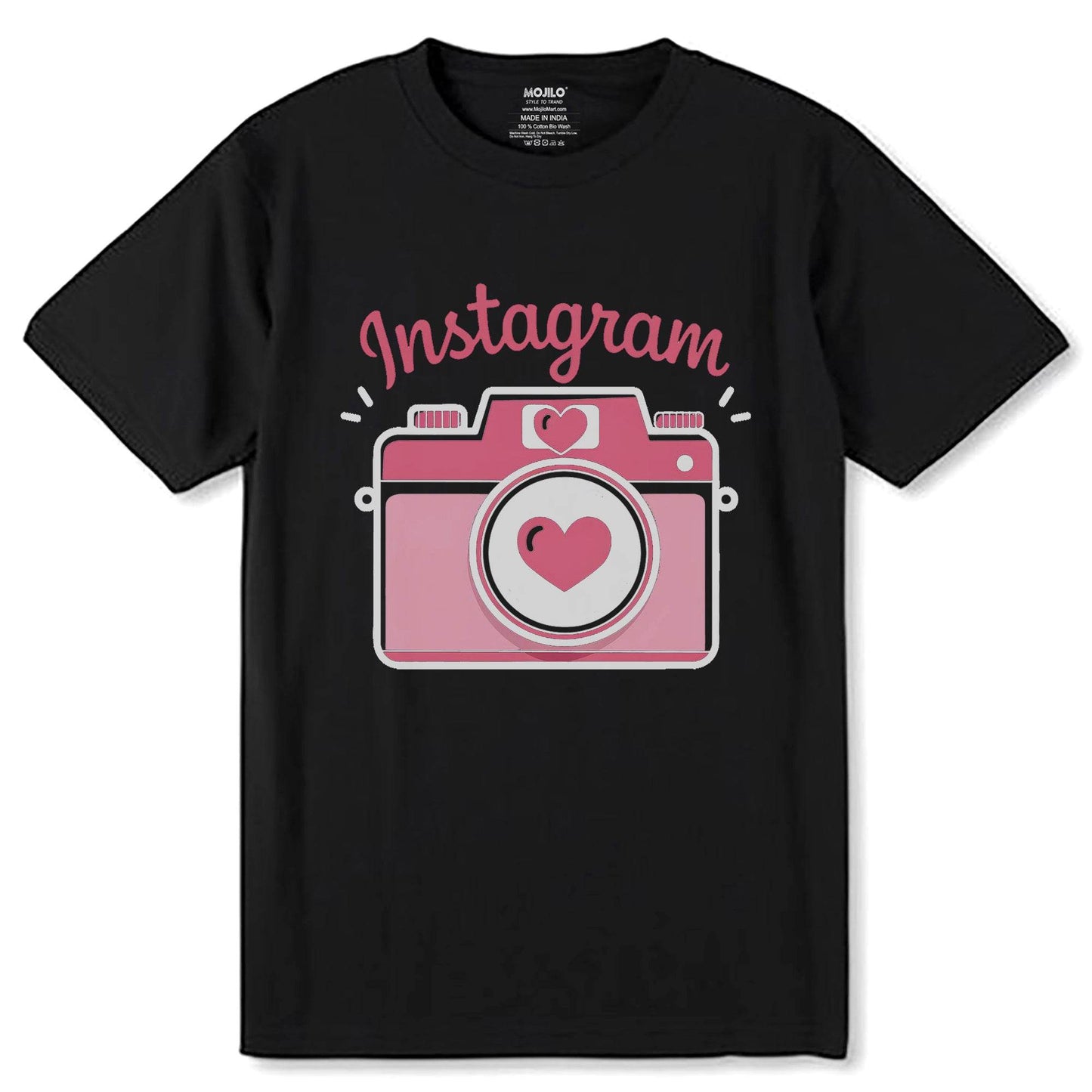 Instagram camera - Unisex Round Neck Regular Fit 100% Combed Cotton Half Sleeve T-Shirt - Mojilo Mart