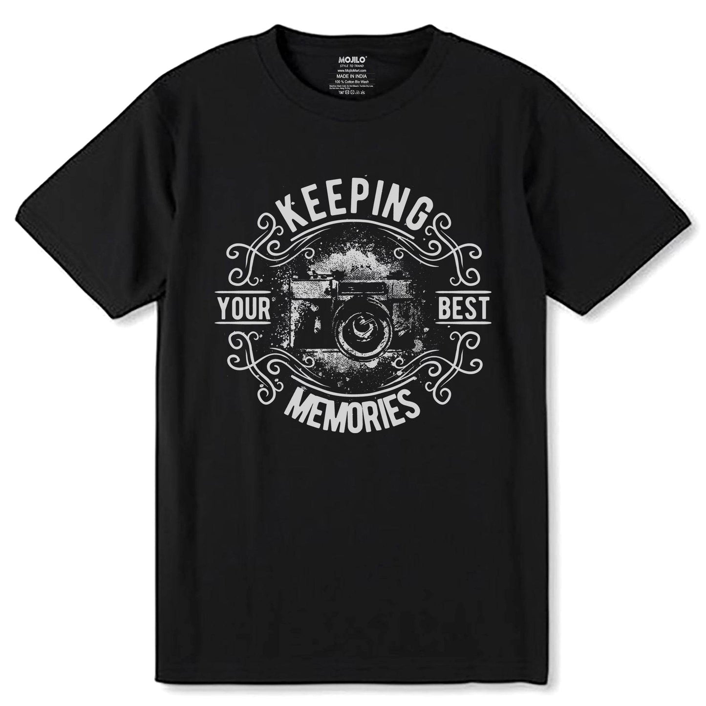 KEEPING YOUR BEST MEMORIES - Unisex Round Neck Regular Fit 100% Combed Cotton Half Sleeve T-Shirt - Mojilo Mart
