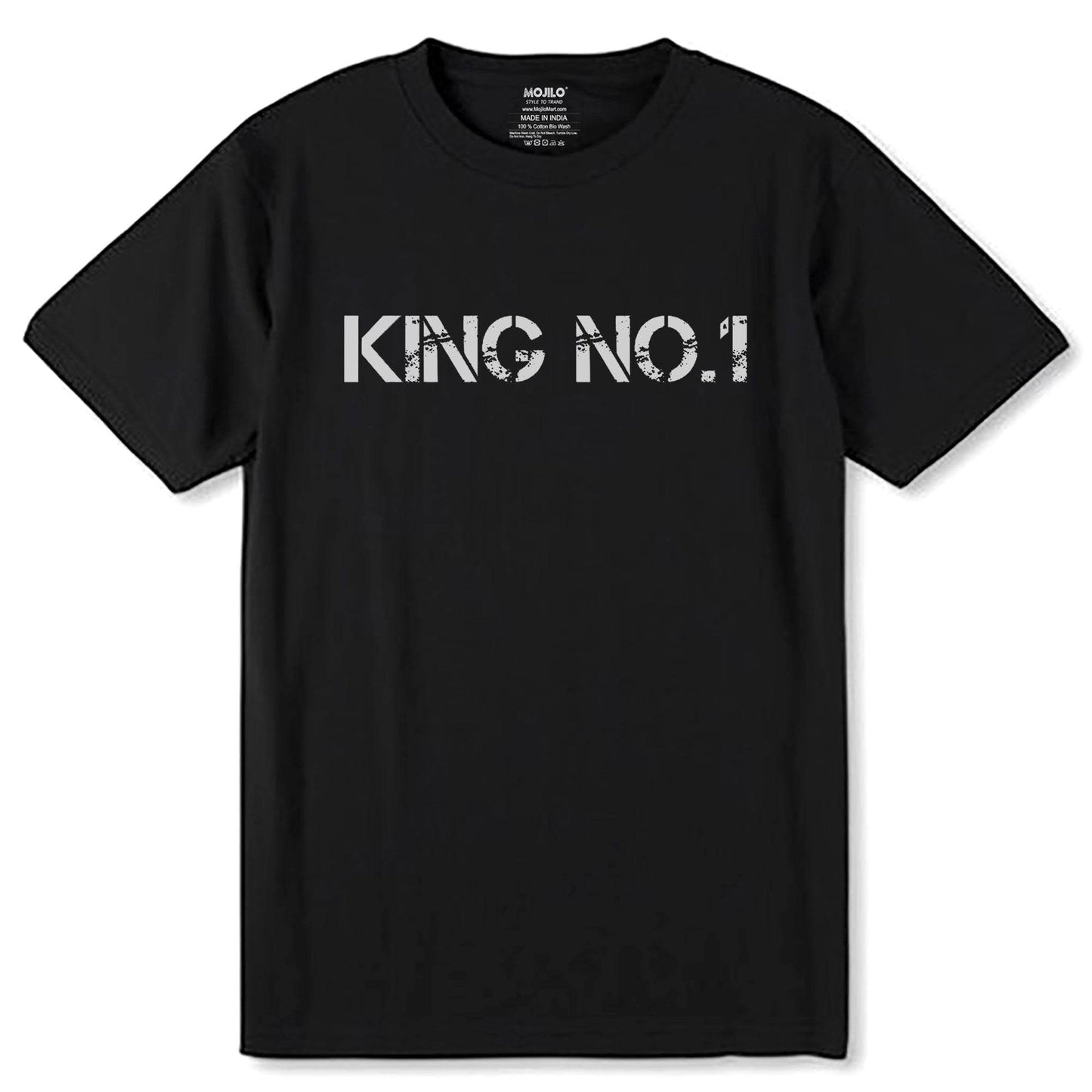 KING NO.1 - Unisex Round Neck Regular Fit 100% Combed Cotton Half Sleeve T-Shirt - Mojilo Mart