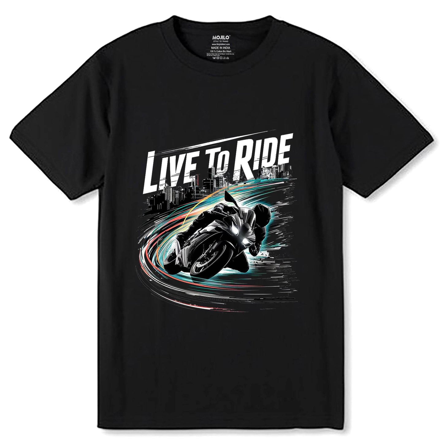 LIve To Ride - Unisex Round Neck Regular Fit 100% Combed Cotton Half Sleeve T-Shirt - Mojilo Mart