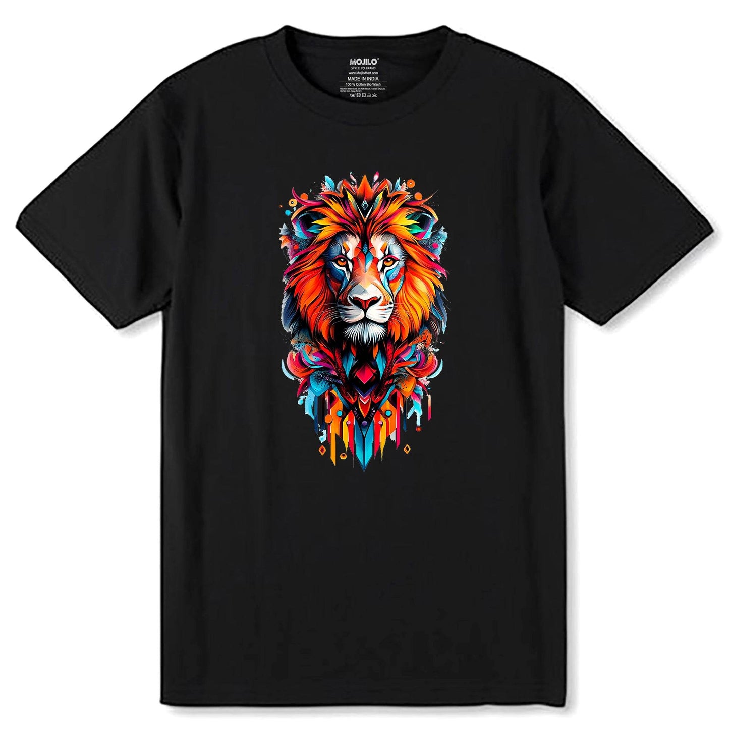 Lion Tiger Big Cat - Unisex Round Neck Regular Fit 100% Combed Cotton Half Sleeve T-Shirt - Mojilo Mart