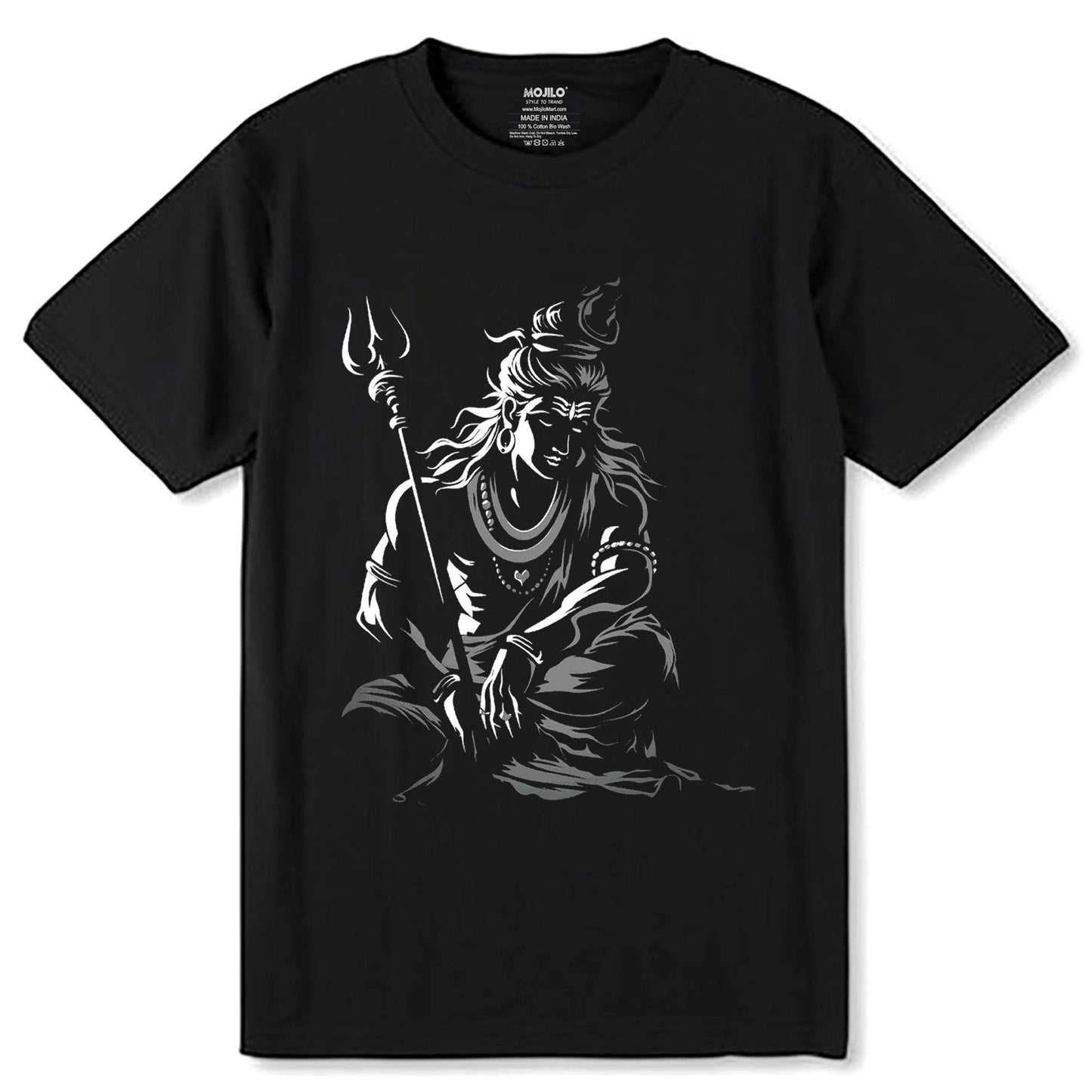 Lord Shiv Printed - Unisex Round Neck Regular Fit 100% Combed Cotton Half Sleeve T-Shirt - Mojilo Mart