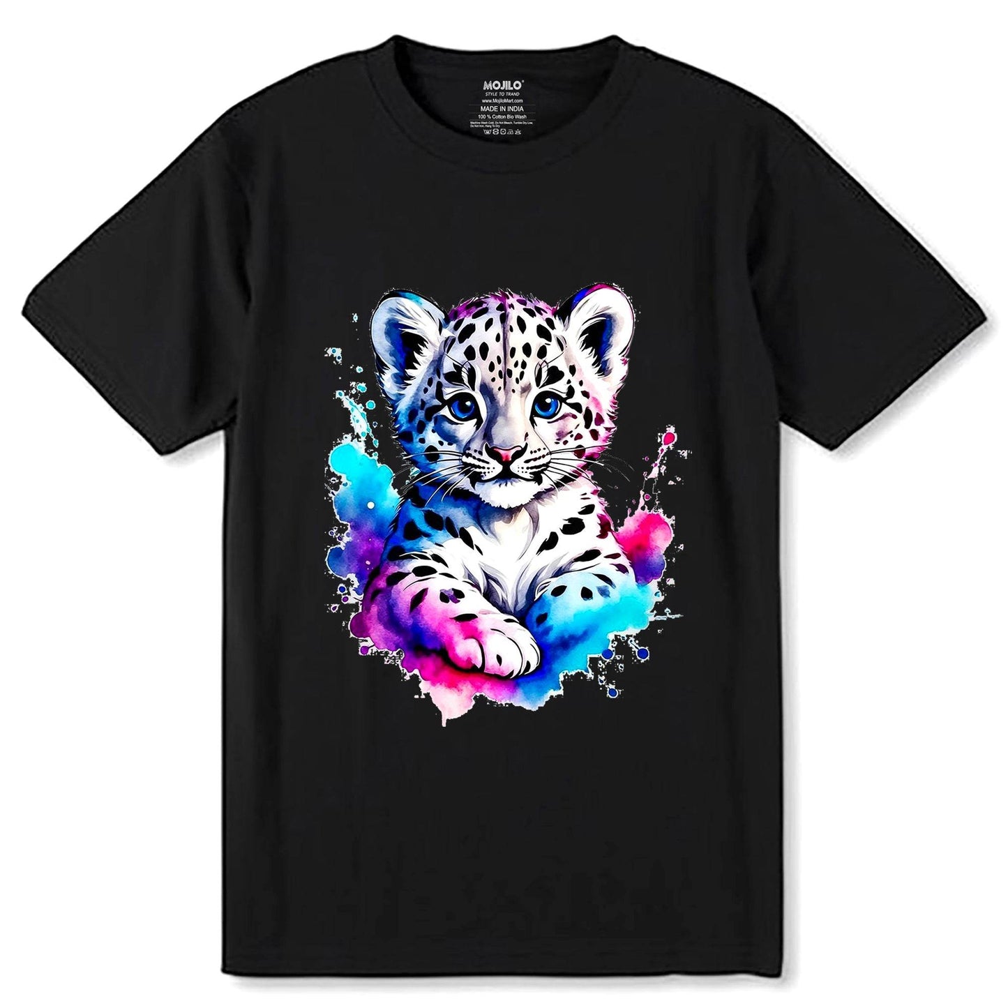 Lovely Leopard - Unisex Round Neck Regular Fit 100% Combed Cotton Half Sleeve T-Shirt - Mojilo Mart