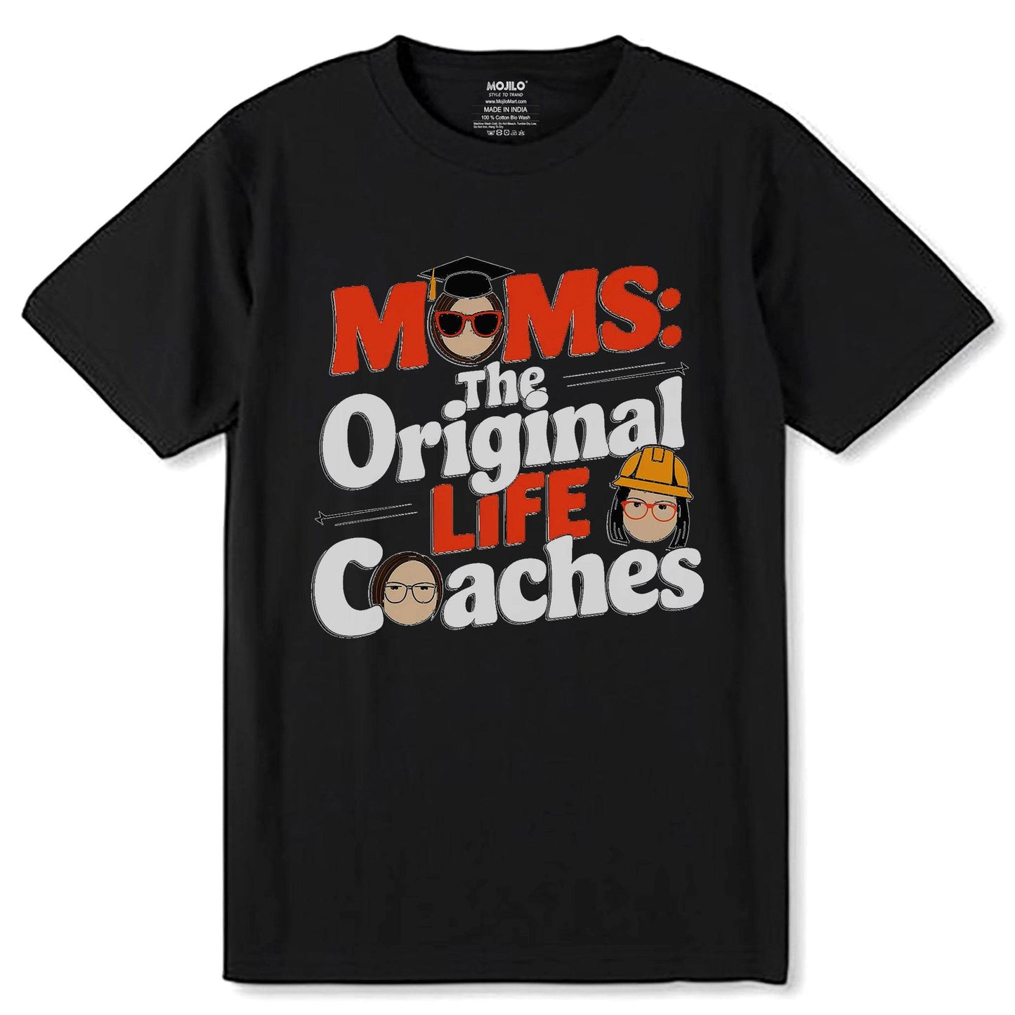 MOMS THE ORIGINAL COACHES Desing- Unisex Round Neck Regular Fit 100% Combed Cotton Half Sleeve T-Shirt - Mojilo Mart