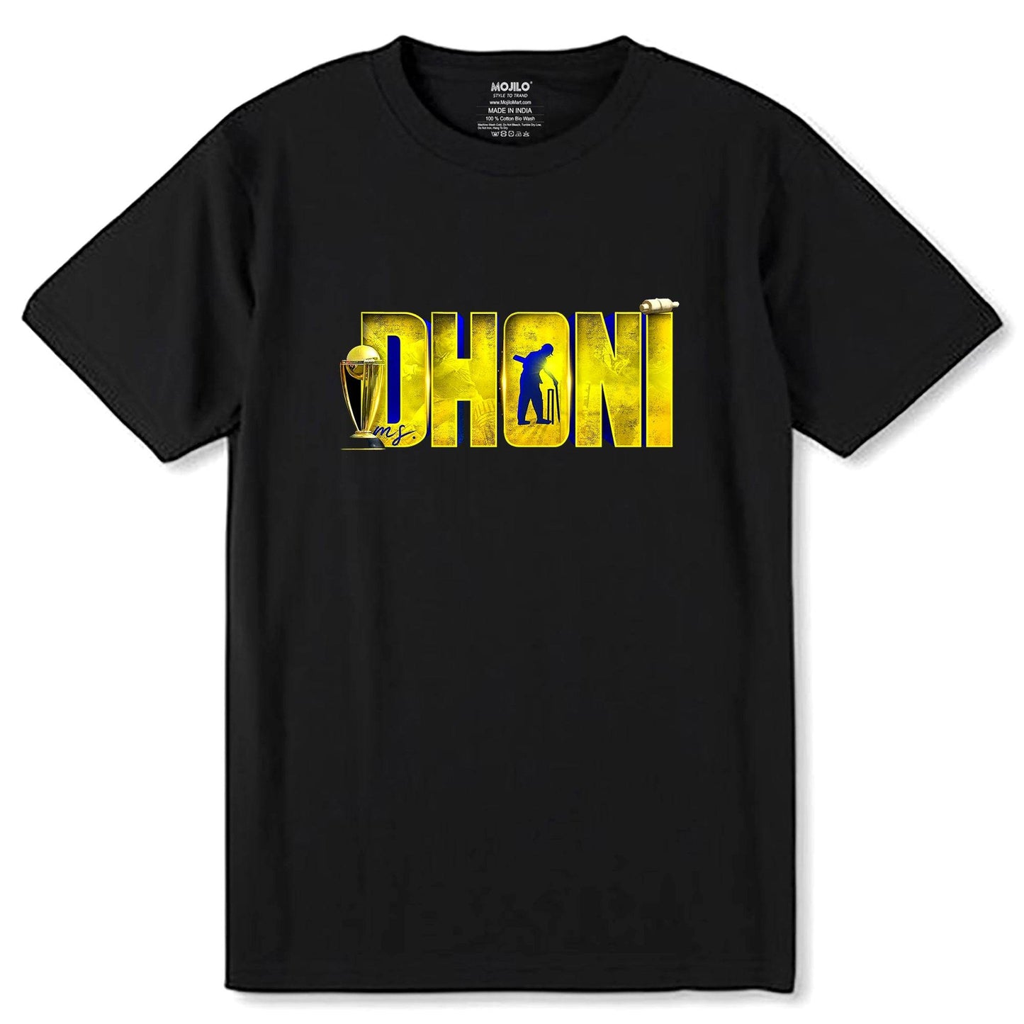 Multicolour Dhoni Edition - Unisex Round Neck Regular Fit 100% Combed Cotton Half Sleeve T-Shirt - Mojilo Mart