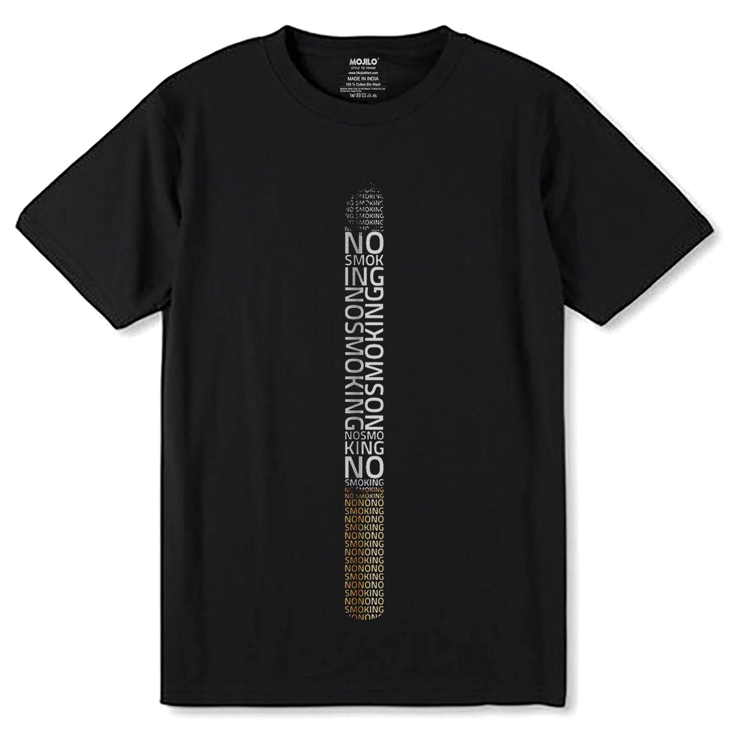 NO SMOKING - Unisex Round Neck Regular Fit 100% Combed Cotton Half Sleeve T-Shirt - Mojilo Mart