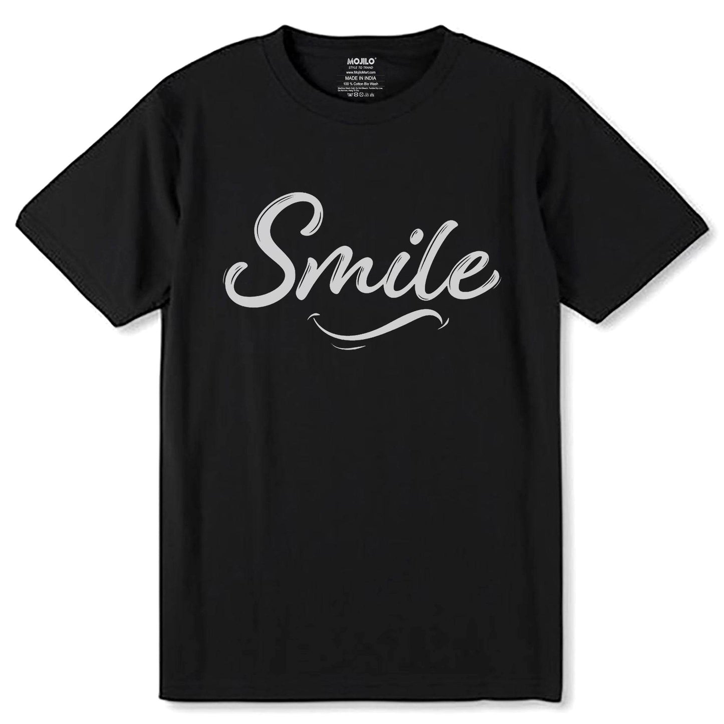 SMILE - Unisex Round Neck Regular Fit 100% Combed Cotton Half Sleeve T-Shirt - Mojilo Mart