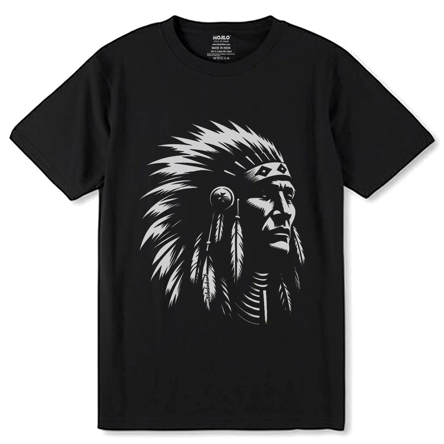 Sioux Indian - Unisex Round Neck Regular Fit 100% Combed Cotton Half Sleeve T-Shirt - Mojilo Mart