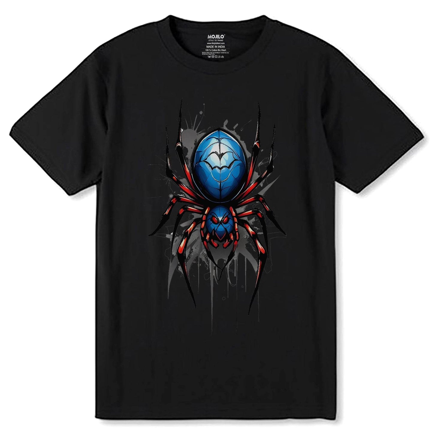 Spidre Print - Unisex Round Neck Regular Fit 100% Combed Cotton Half Sleeve T-Shirt - Mojilo Mart