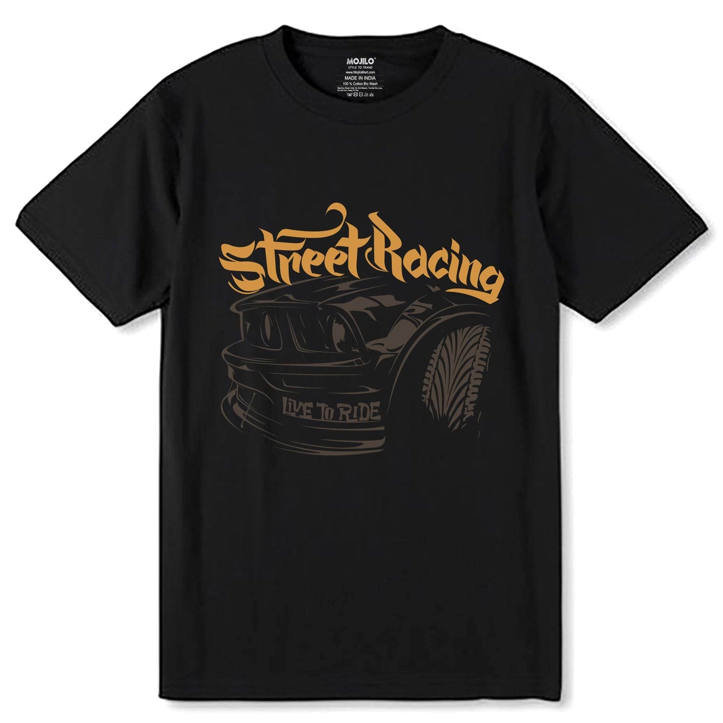Street Racing - Unisex Round Neck Regular Fit 100% Combed Cotton Half Sleeve T-Shirt - Mojilo Mart