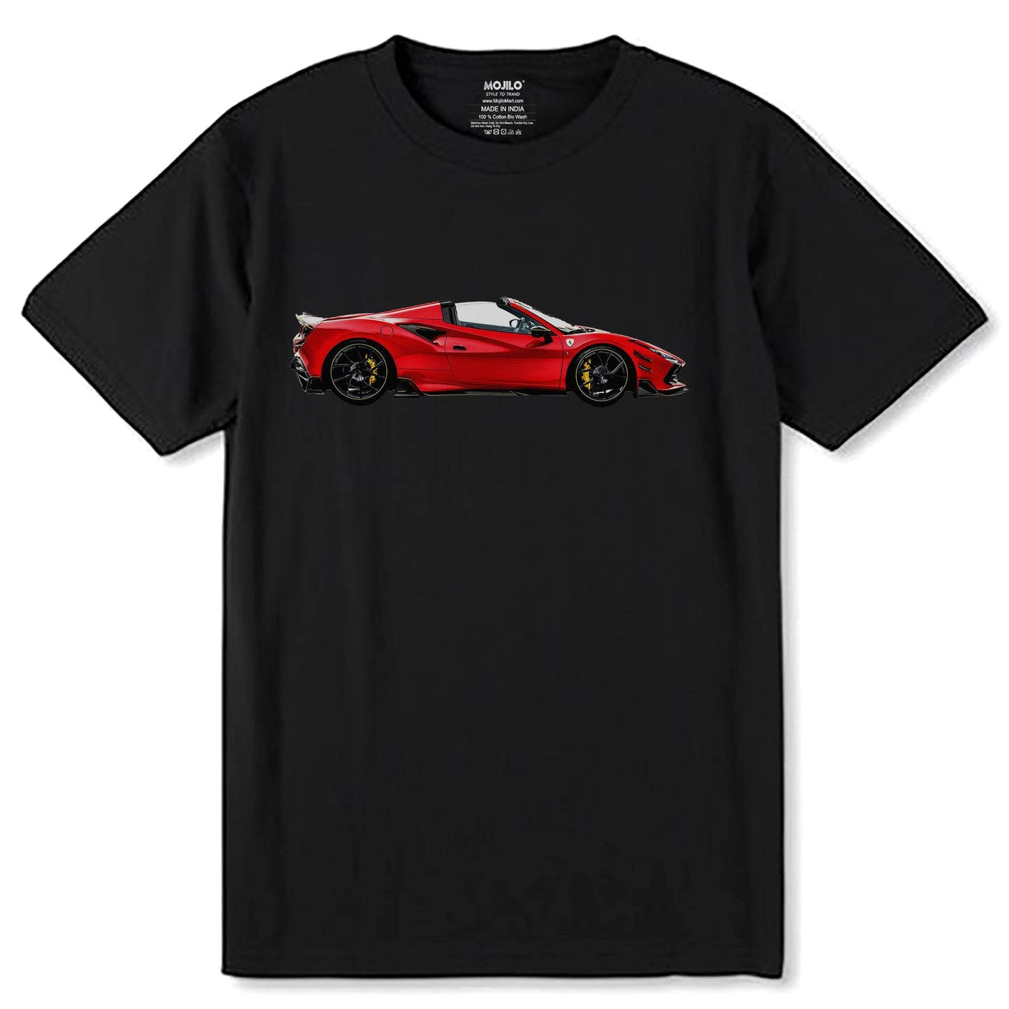 Supercar Vehicle Ferrari F8 Spider - Unisex Round Neck Regular Fit 100% Combed Cotton Half Sleeve T-Shirt - Mojilo Mart