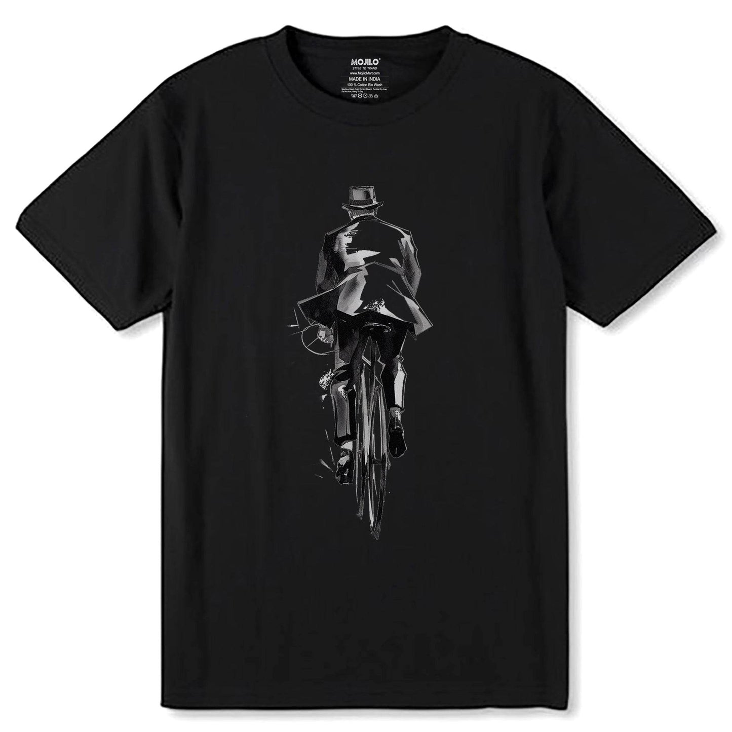 The Death Cool Skeleton Riding A Bicycle - Unisex Round Neck Regular Fit 100% Combed Cotton Half Sleeve T-Shirt - Mojilo Mart