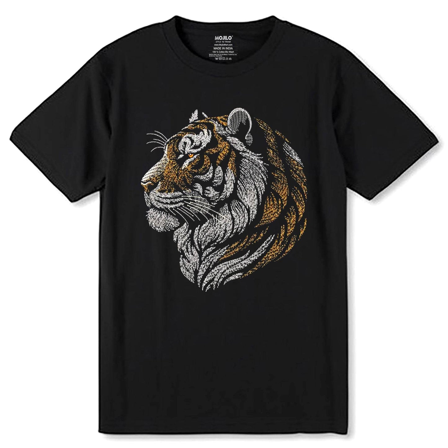 Tiger Safari Jungle Dtf Print - Unisex Round Neck Regular Fit 100% Combed Cotton Half Sleeve T-Shirt - Mojilo Mart