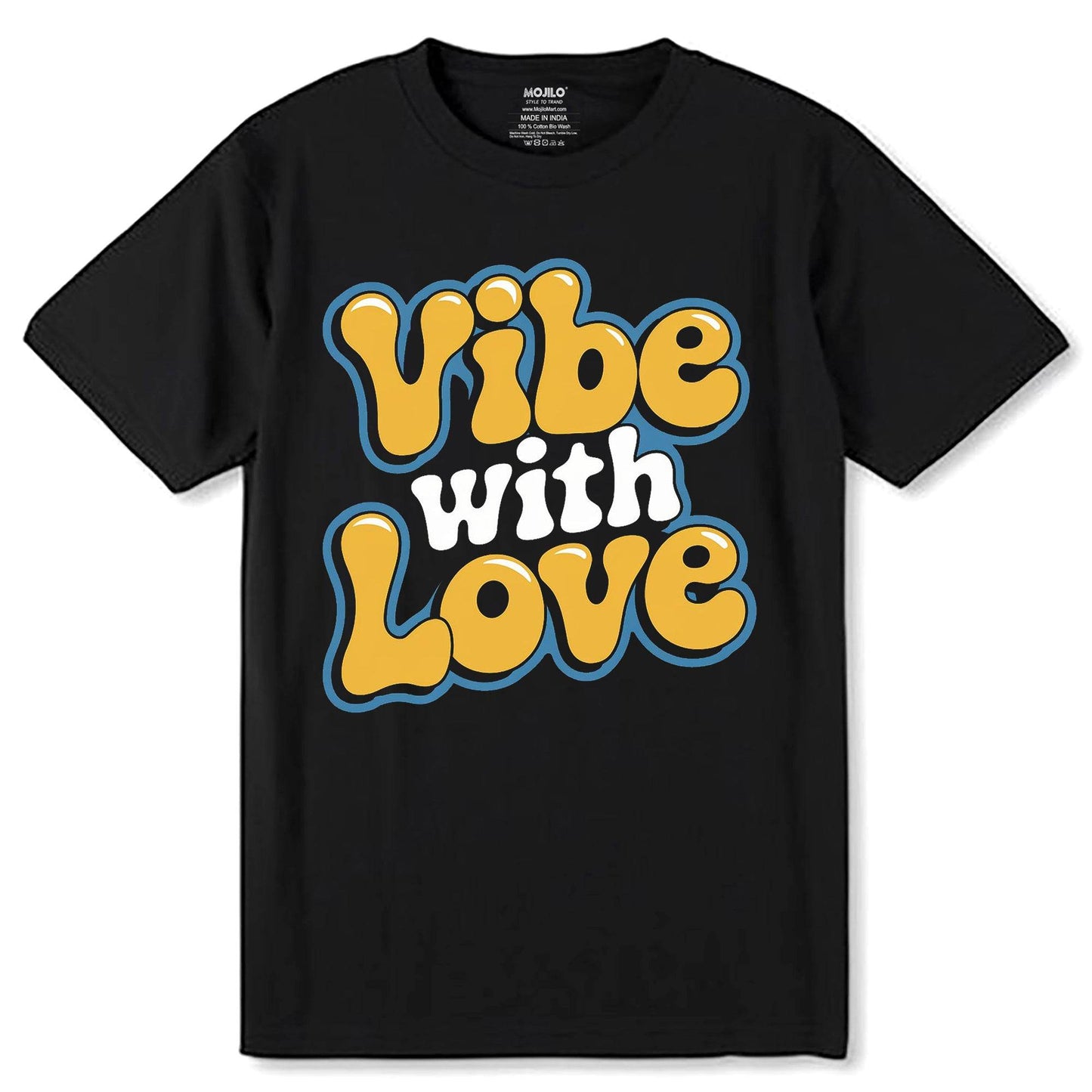 Vide With Love - Unisex Round Neck Regular Fit 100% Combed Cotton Half Sleeve T-Shirt - Mojilo Mart