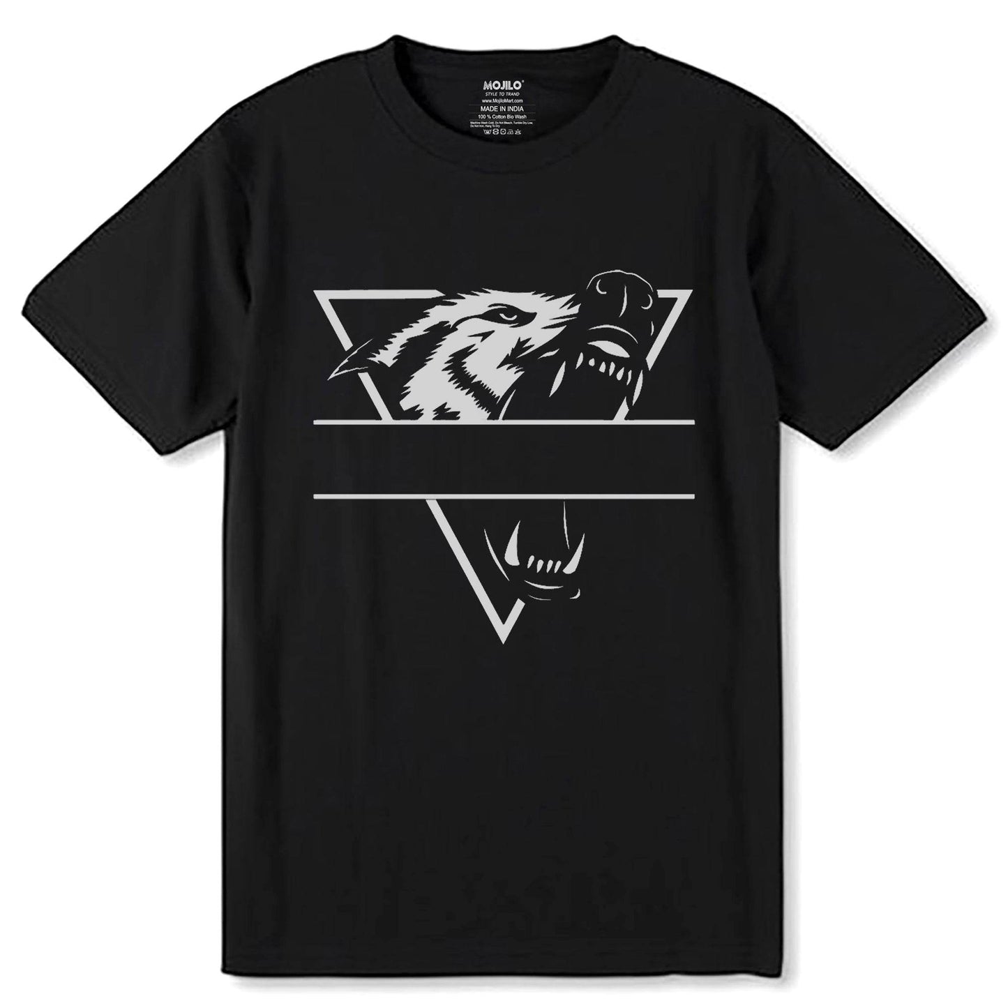 WOLF - Unisex Round Neck Regular Fit 100% Combed Cotton Half Sleeve T-Shirt - Mojilo Mart