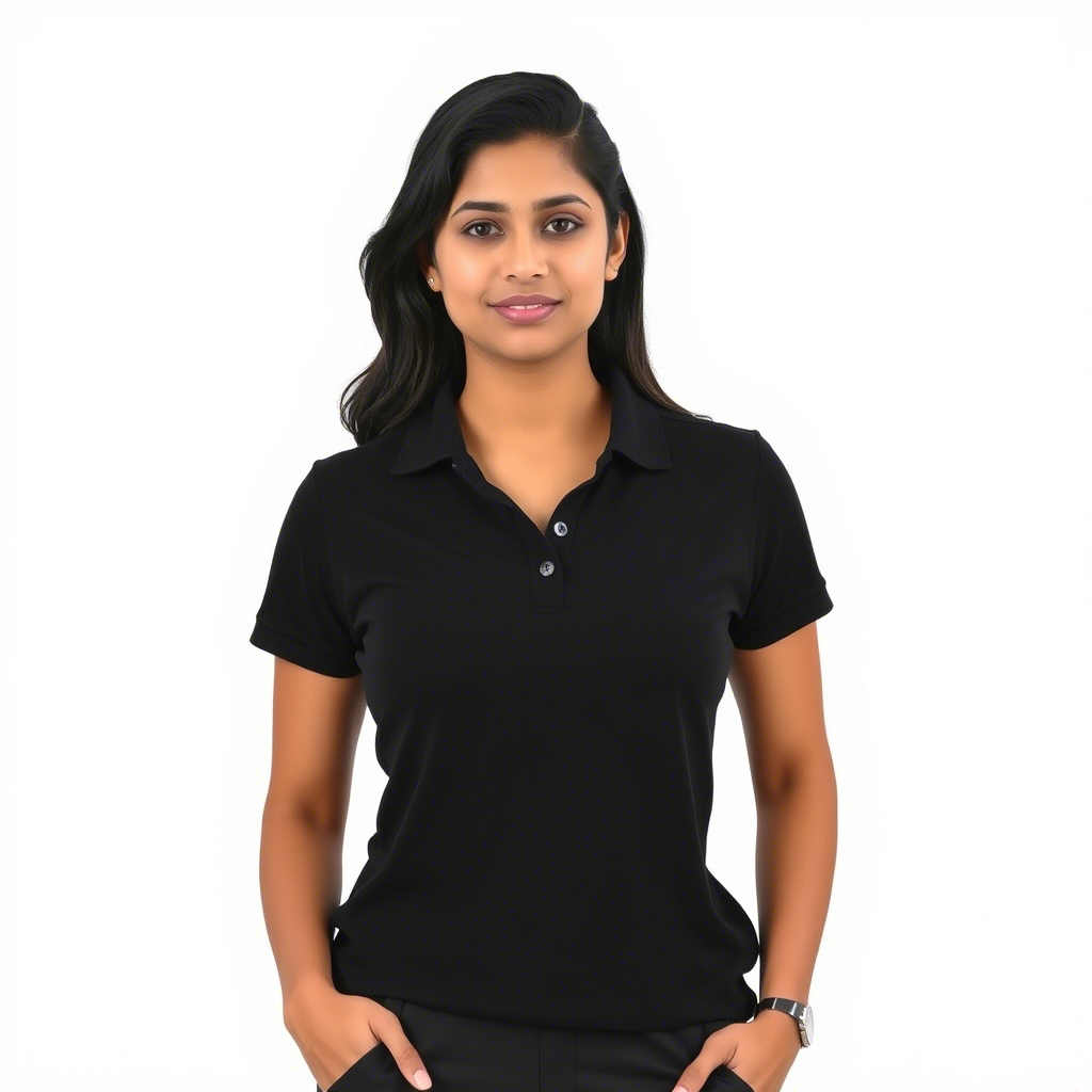 women staff uniform Polo Neck Cotton T-Shirt with DTF Printing and custom Office Girls Tshirt Logo Design