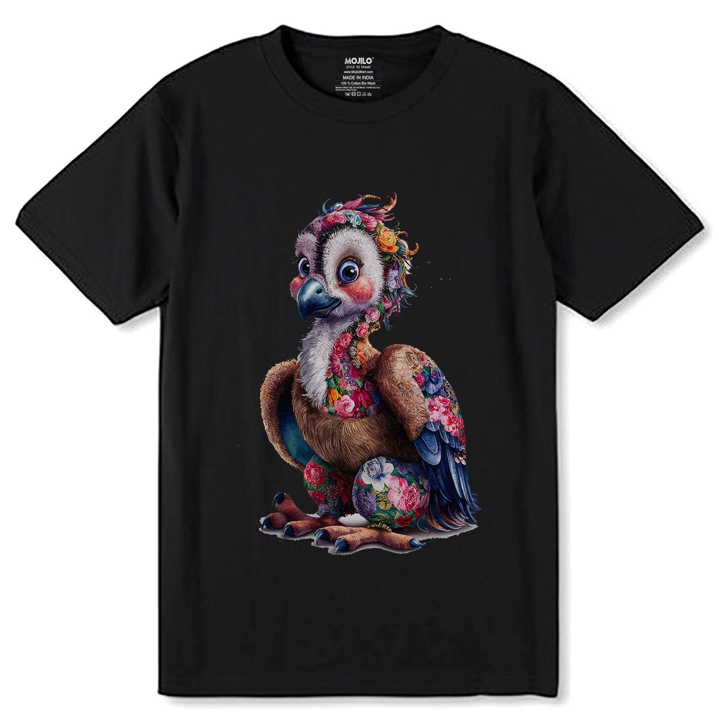 painting of a bird of prey - Unisex Round Neck Regular Fit 100% Combed Cotton Half Sleeve T-Shirt - Mojilo Mart