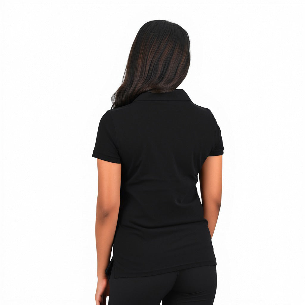women staff uniform Polo Neck Cotton T-Shirt with DTF Printing and custom sexy Office Girls Tshirt Logo Design