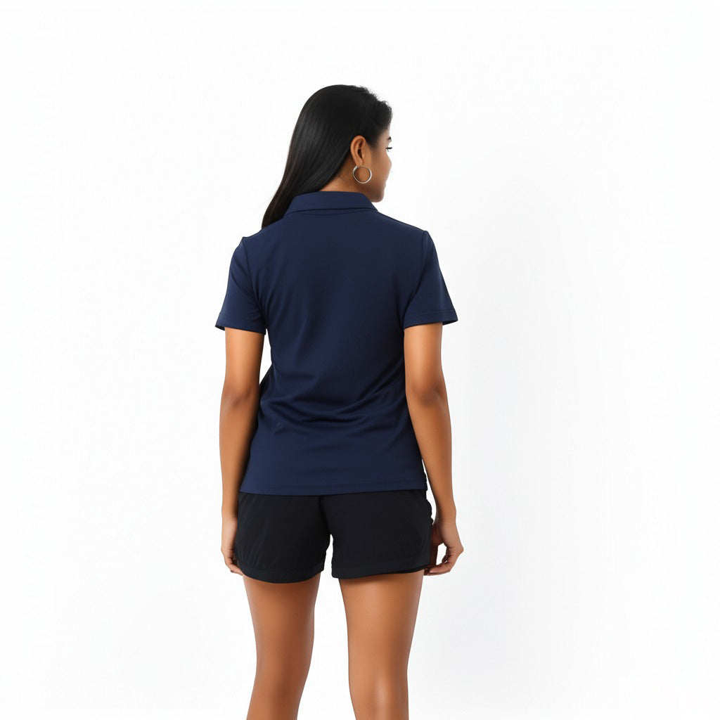 women staff uniform Polo Neck Cotton T-Shirt with DTF Printing and custom Sexy Office Girls Tshirt Logo Design