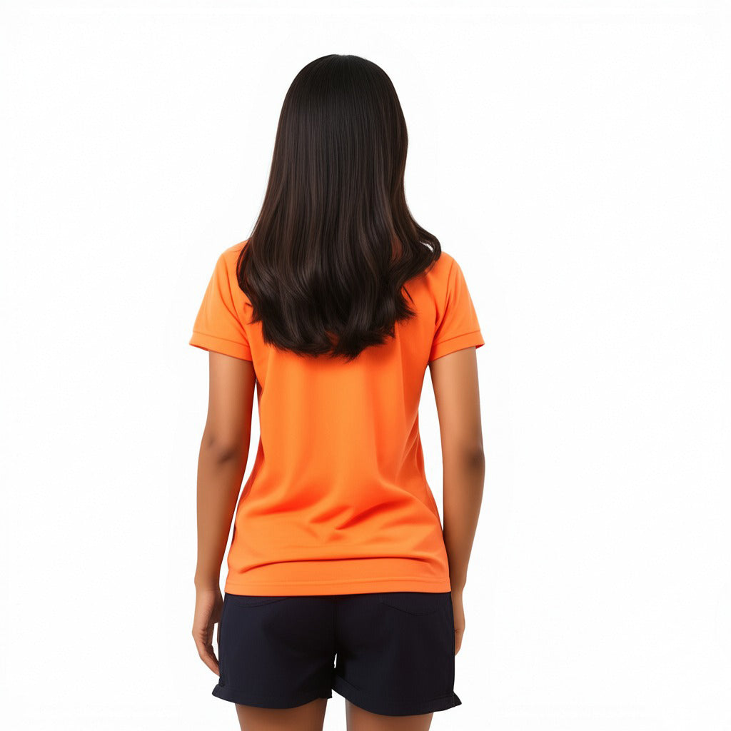 women staff uniform Polo Neck Cotton T-Shirt with DTF Printing and custom Sexy Office Girls Tshirt Logo Design