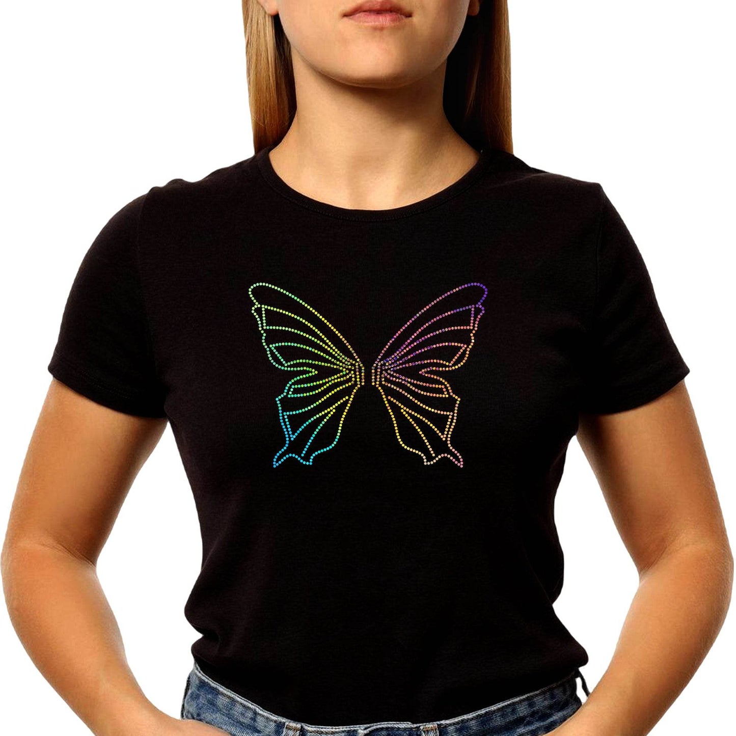MULTI BUTTERFLY - Unisex Round Neck Regular Fit 100% Combed Cotton Half Sleeve T-Shirt - Mojilo Mart