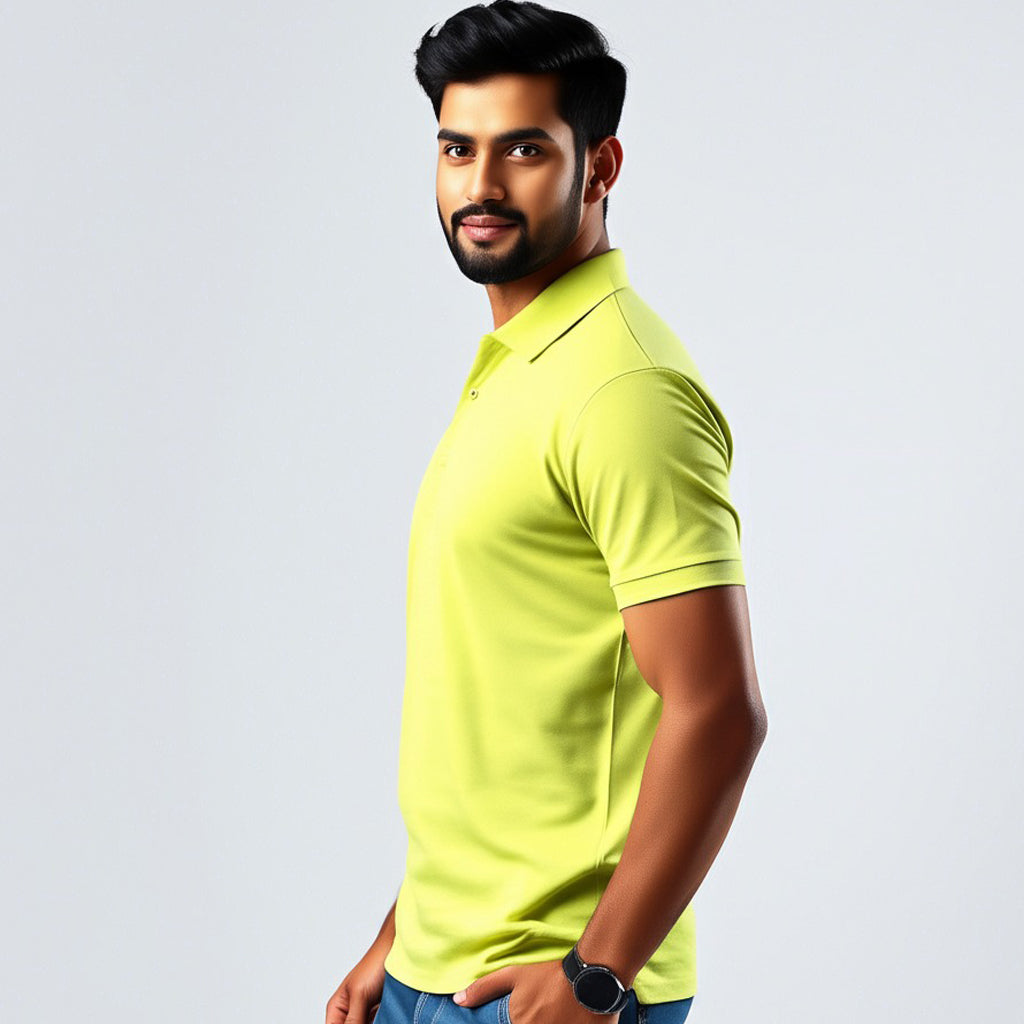 Men Polo Neck Cotton T-Shirt with DTF Printing and custom Tshirt Logo Design