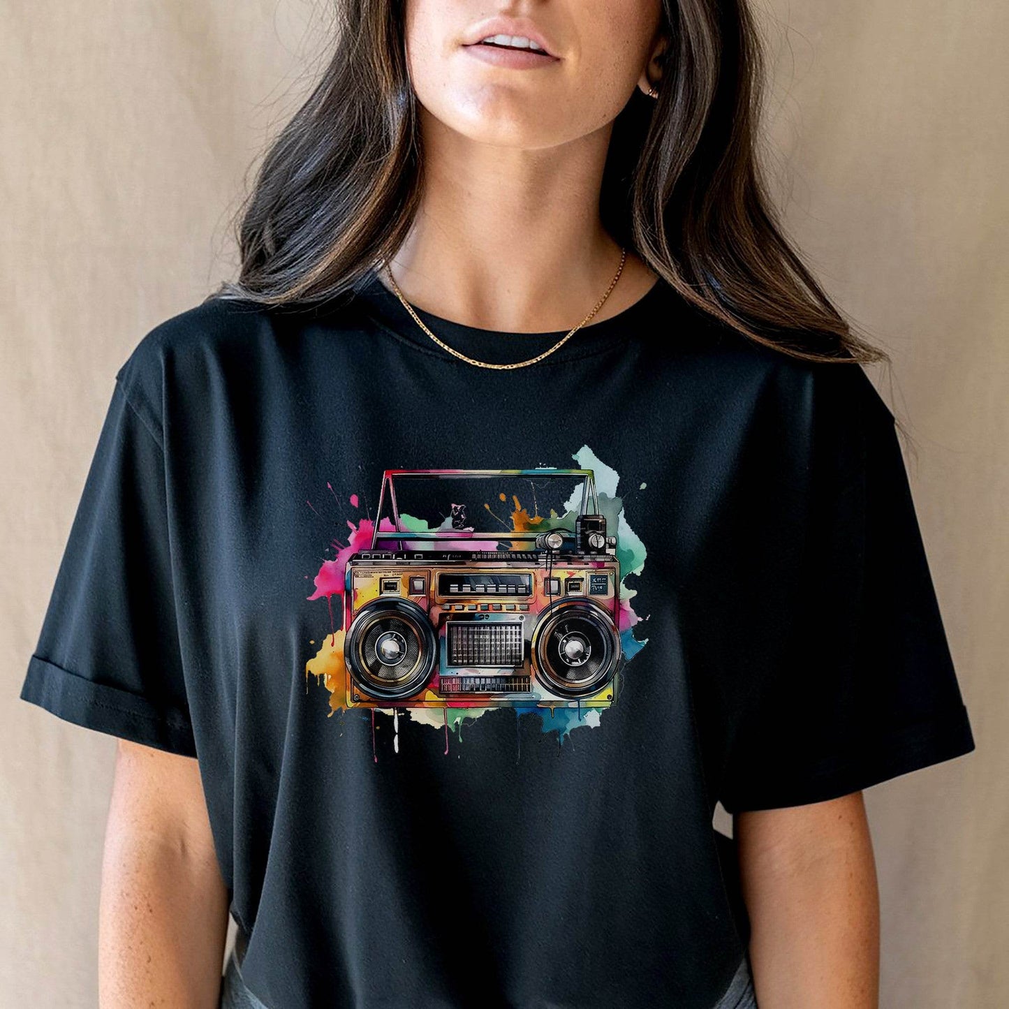 Ghetto Blaster Colorful - Unisex Round Neck Regular Fit 100% Combed Cotton Half Sleeve T-Shirt - Mojilo Mart