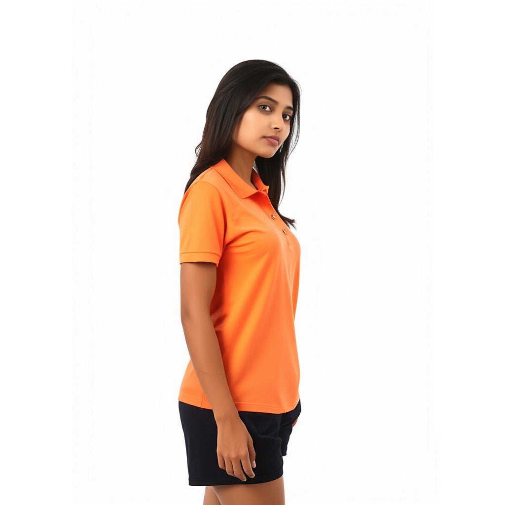 women staff uniform Polo Neck Cotton T-Shirt with DTF Printing and custom Sexy Office Girls Tshirt Logo Design