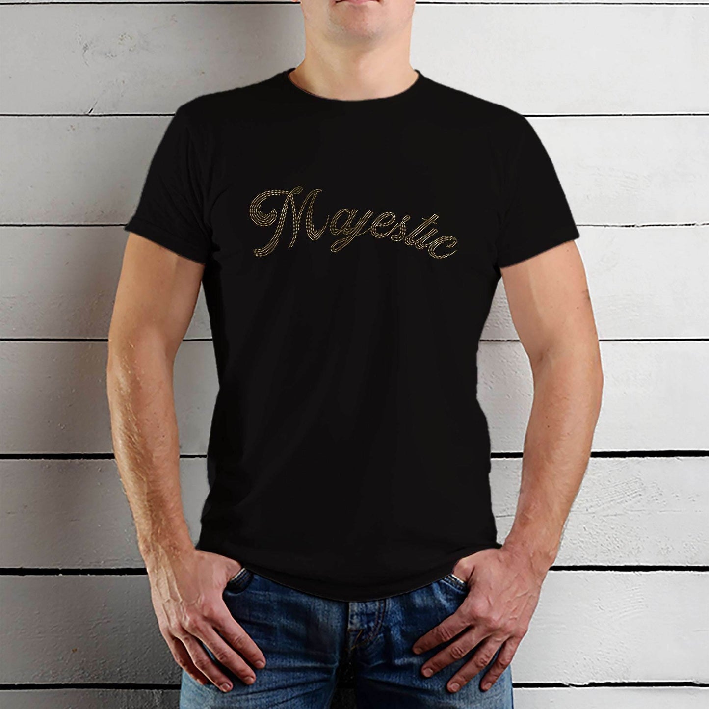 GOLD SPANGLE Majestic - Unisex Round Neck Regular Fit 100% Combed Cotton Half Sleeve T-Shirt - Mojilo Mart