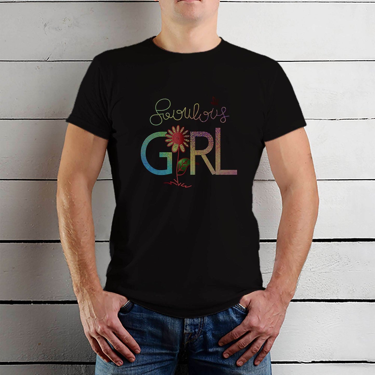 RAINBOW-GREEN & RED SPANGLE Sovulous GIRL - Unisex Round Neck Regular Fit 100% Combed Cotton Half Sleeve T-Shirt - Mojilo Mart