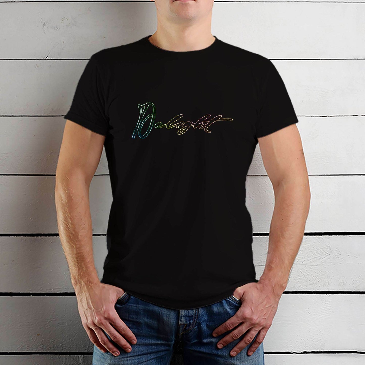 RAINBOW SPANGLE DELIGHT - Unisex Round Neck Regular Fit 100% Combed Cotton Half Sleeve T-Shirt - Mojilo Mart