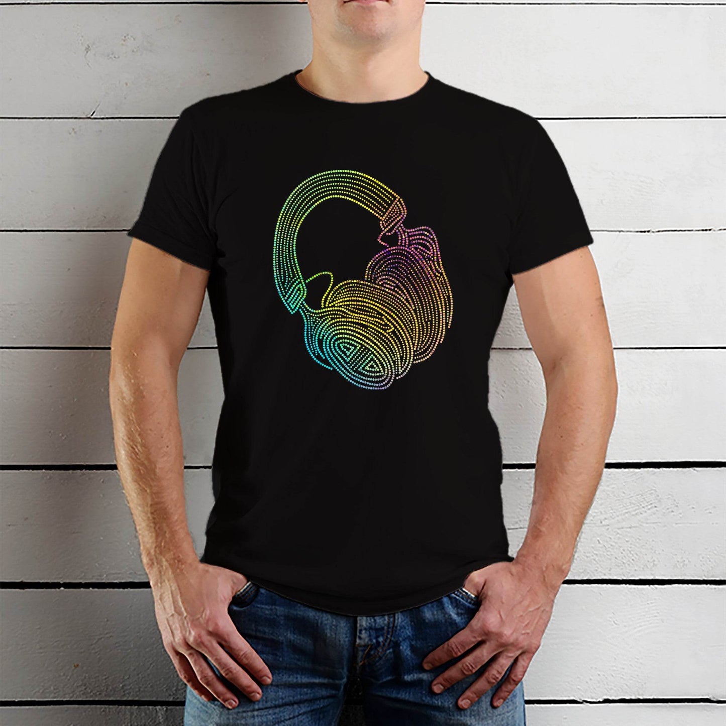 SPANGLE MULTI HEADPHONE - Unisex Round Neck Regular Fit 100% Combed Cotton Half Sleeve T-Shirt - Mojilo Mart