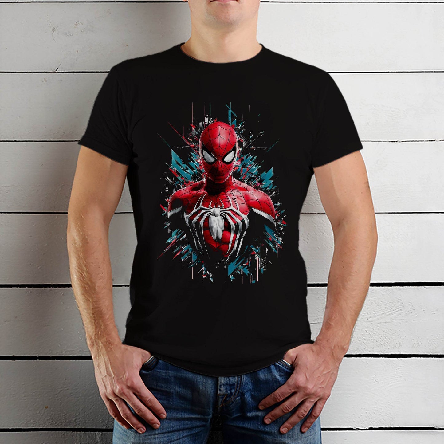 3d Spiderman Superheroes - Unisex Round Neck Regular Fit 100% Combed Cotton Half Sleeve T-Shirt - Mojilo Mart