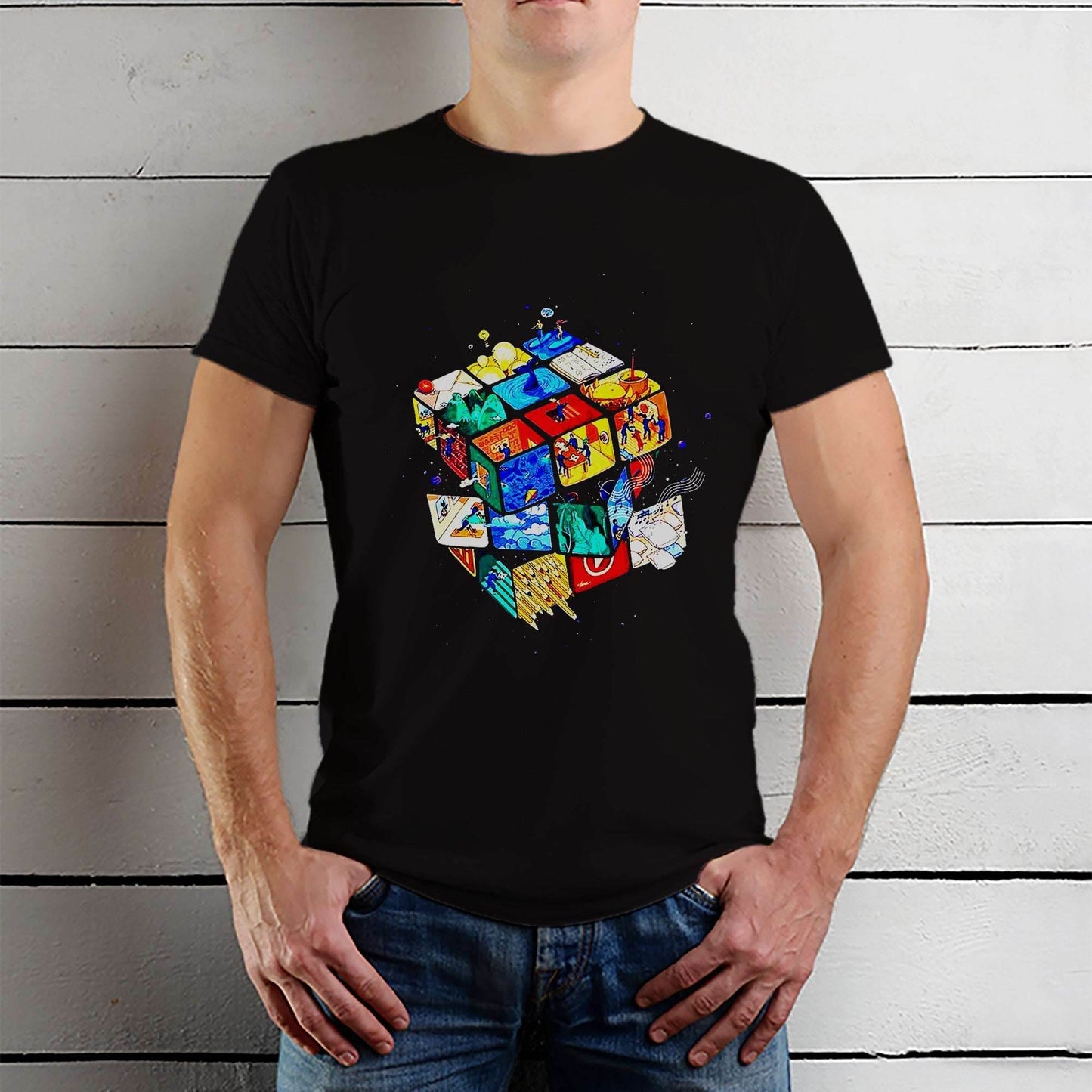 Artistic cube - Unisex Round Neck Regular Fit 100% Combed Cotton Half Sleeve T-Shirt - Mojilo Mart