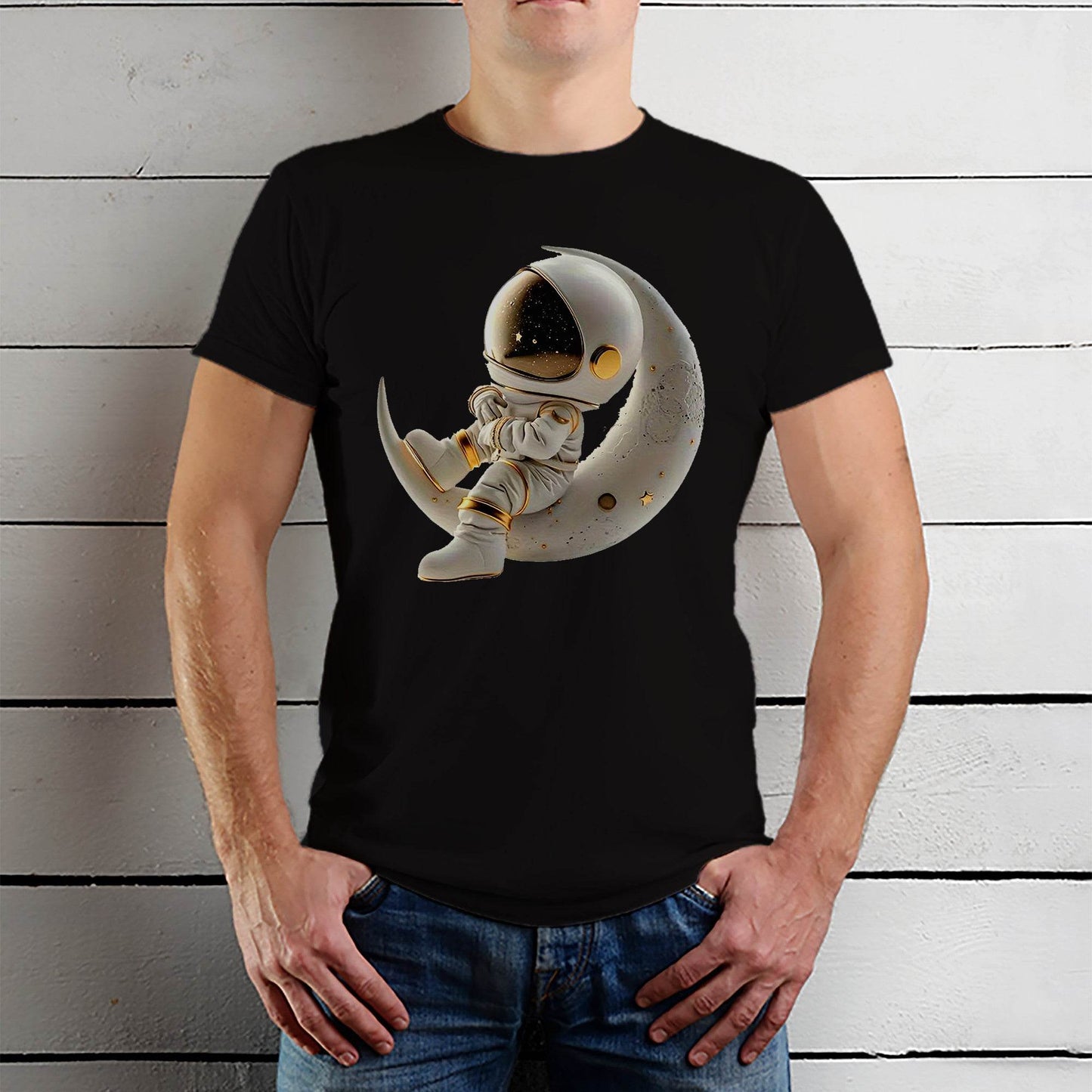 Astronaut Statue - Unisex Round Neck Regular Fit 100% Combed Cotton Half Sleeve T-Shirt - Mojilo Mart