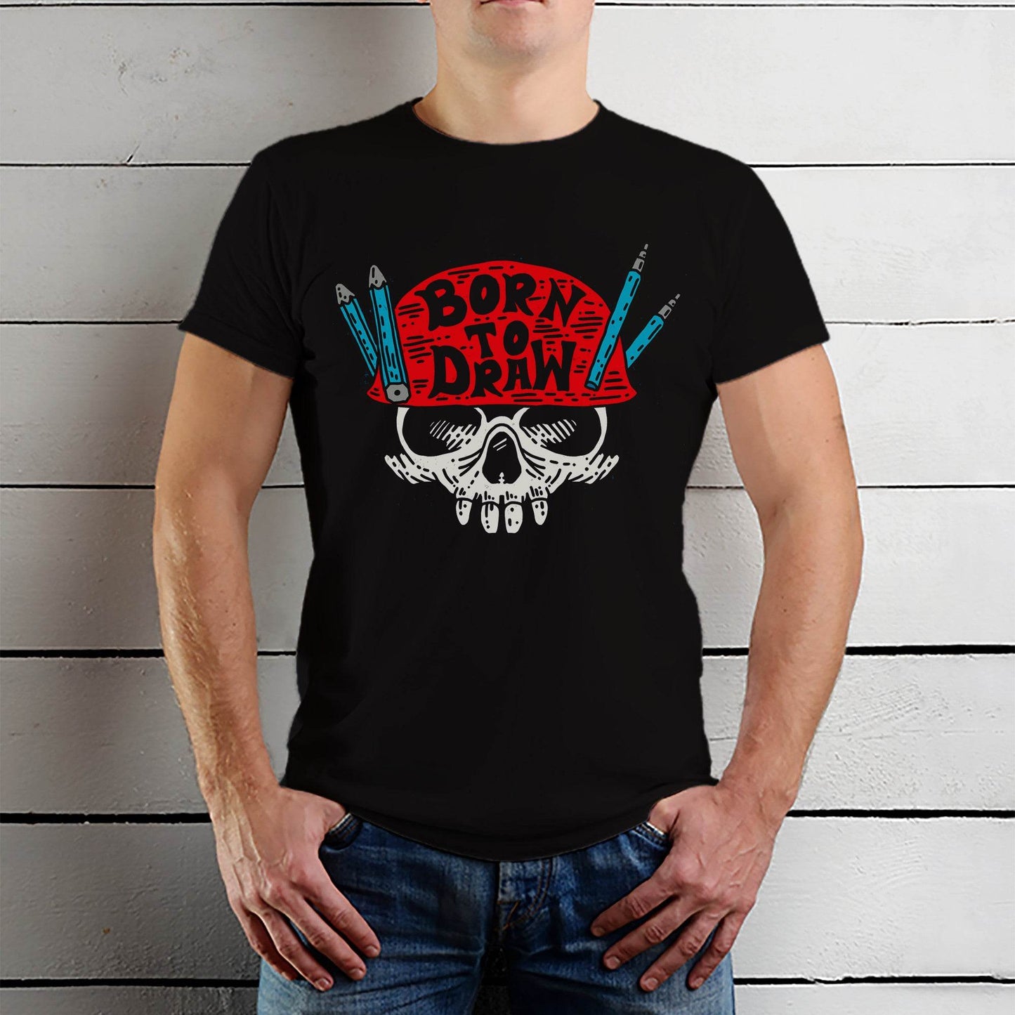 Born To Draw - Unisex Round Neck Regular Fit 100% Combed Cotton Half Sleeve T-Shirt - Mojilo Mart
