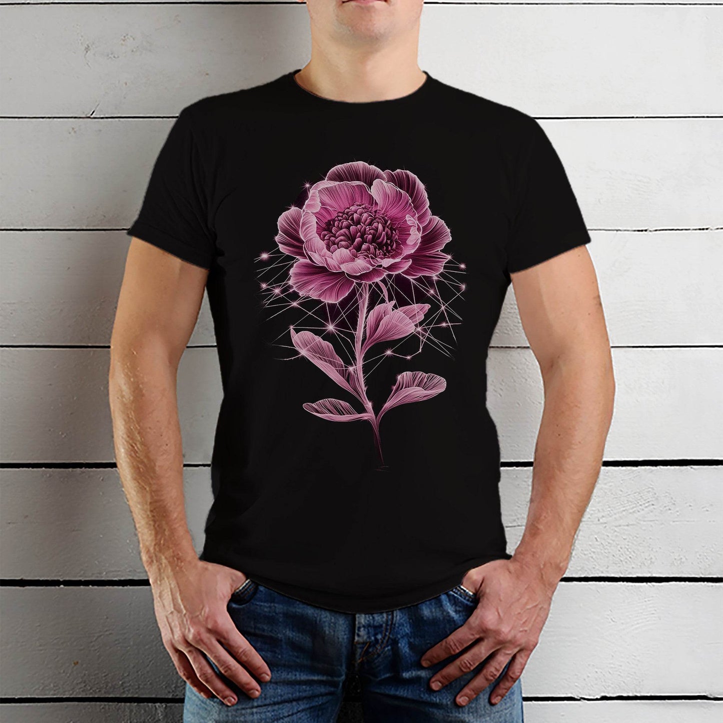 Celestial Boho Flower - Unisex Round Neck Regular Fit 100% Combed Cotton Half Sleeve T-Shirt - Mojilo Mart
