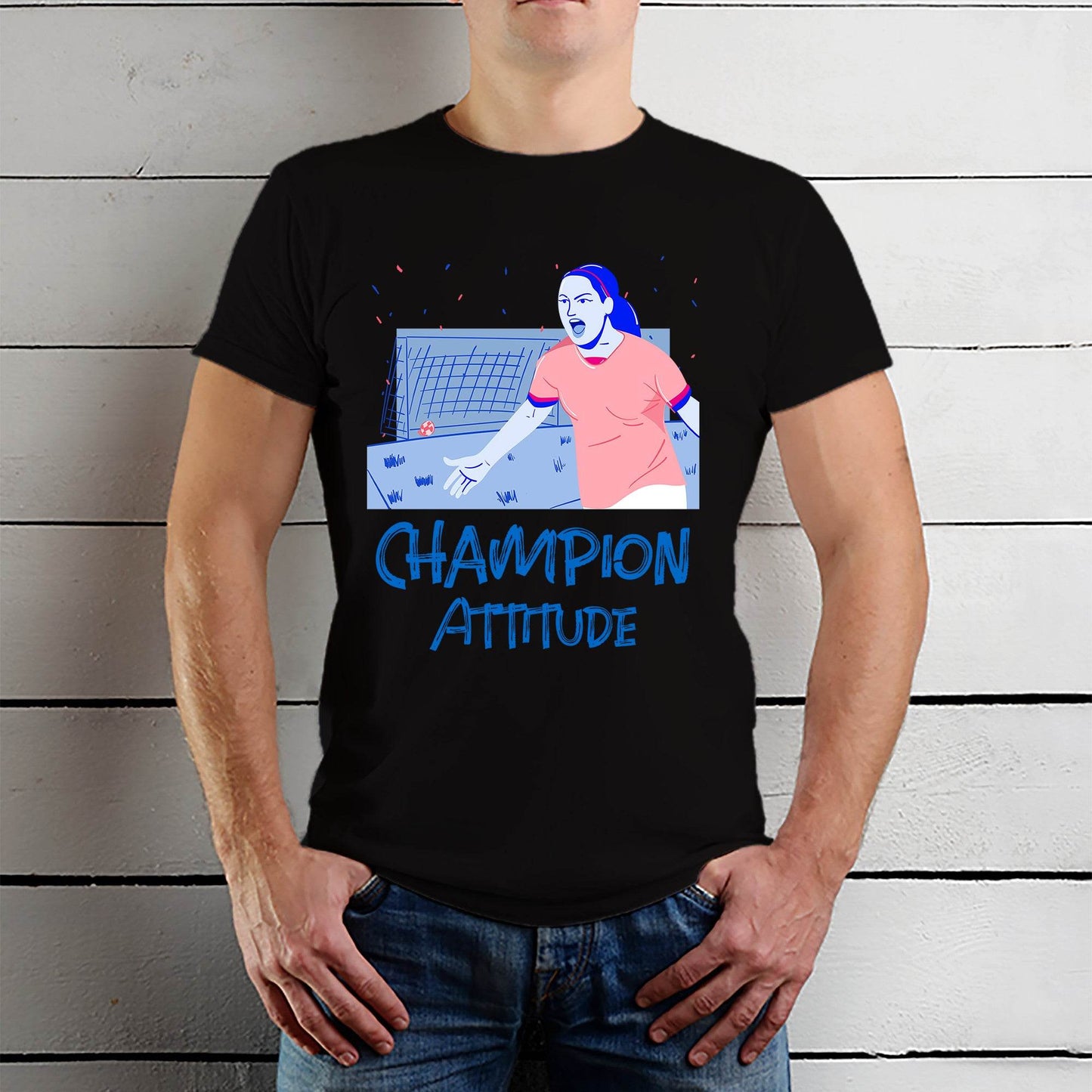 Champion Attitude - Unisex Round Neck Regular Fit 100% Combed Cotton Half Sleeve T-Shirt - Mojilo Mart