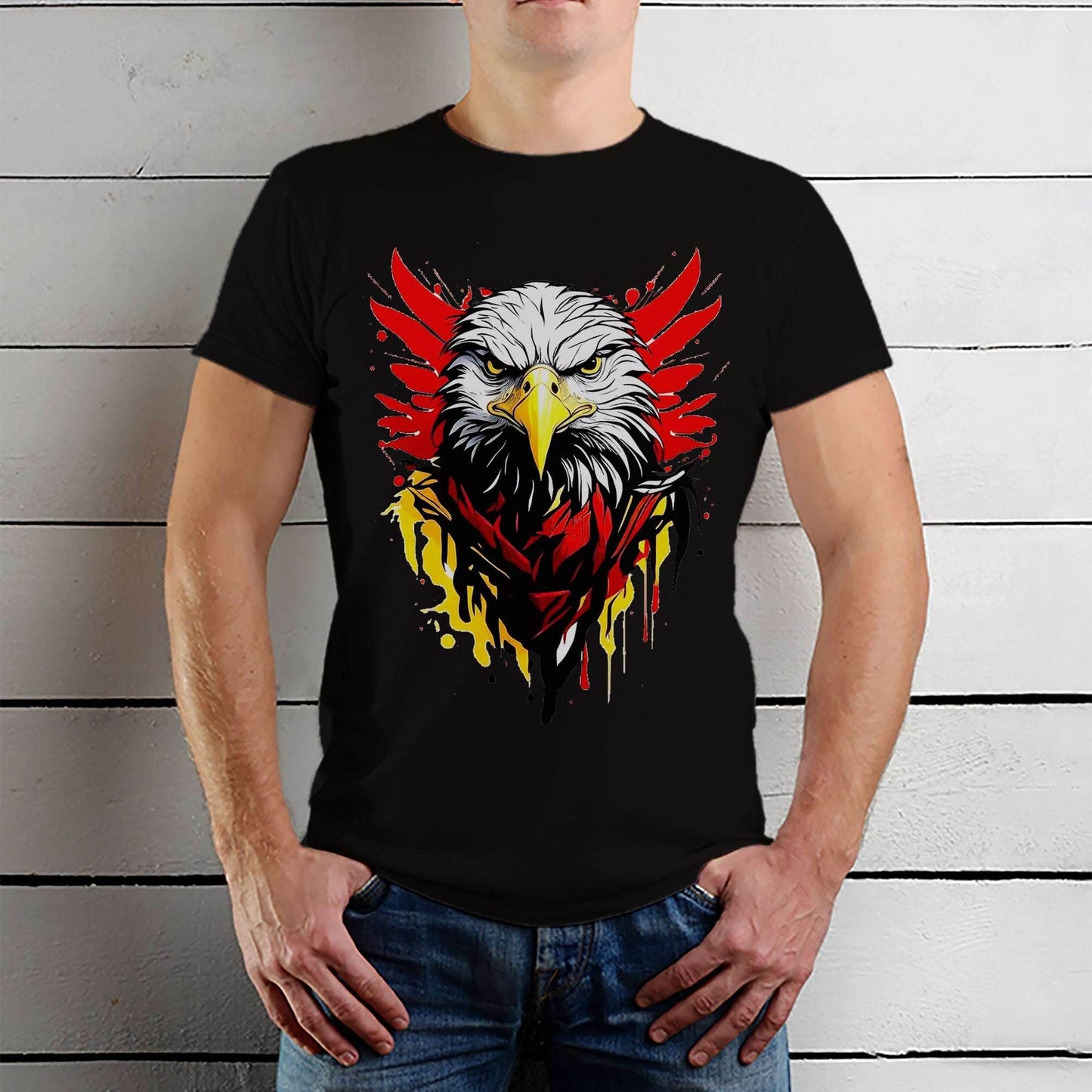 Colorfull Eagle Graphic Print - Unisex Round Neck Regular Fit 100% Combed Cotton Half Sleeve T-Shirt - Mojilo Mart