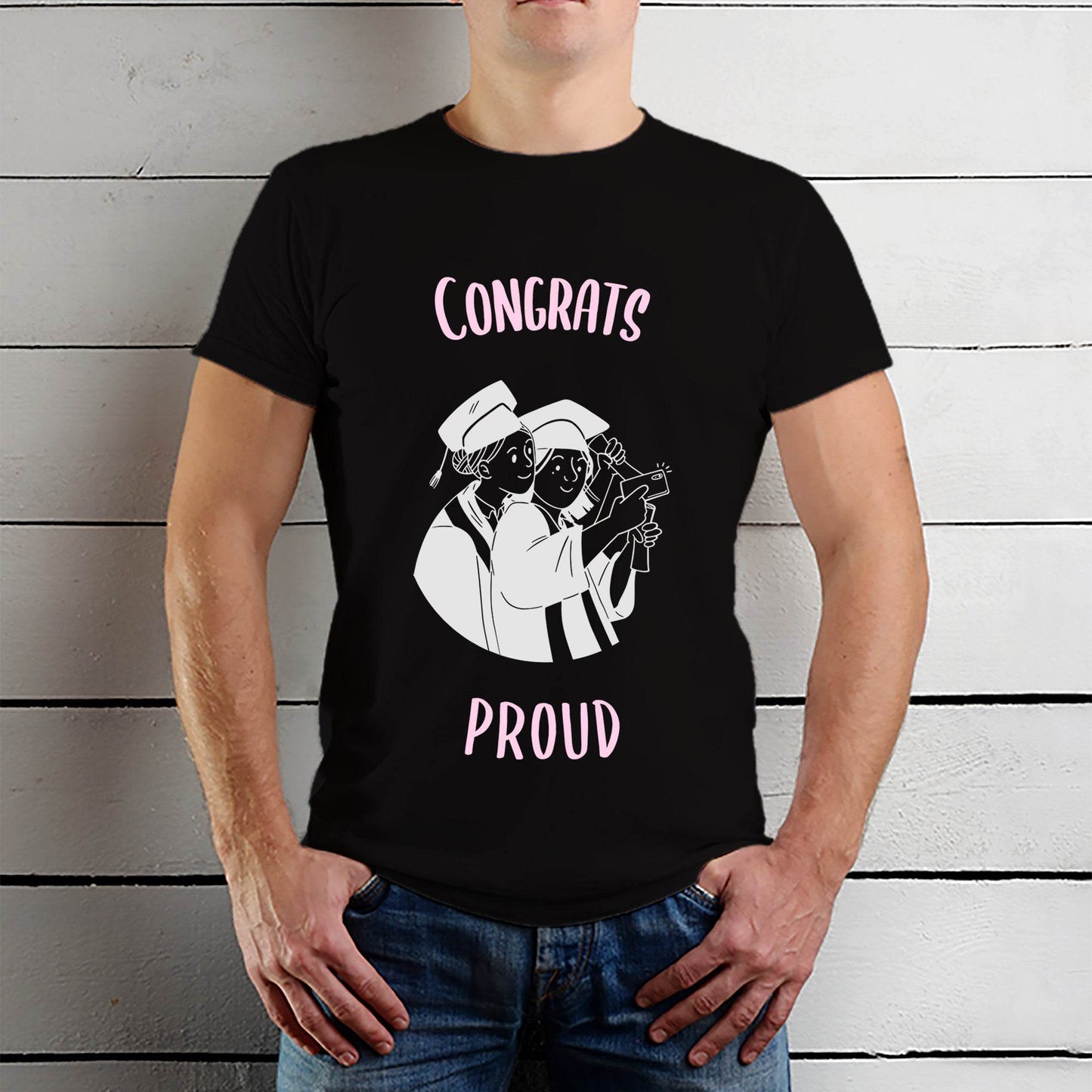 Congrats Proud Graphic - Unisex Round Neck Regular Fit 100% Combed Cotton Half Sleeve T-Shirt - Mojilo Mart