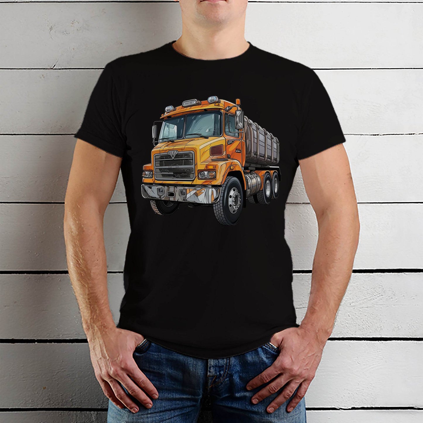Dump Truck - Unisex Round Neck Regular Fit 100% Combed Cotton Half Sleeve T-Shirt - Mojilo Mart
